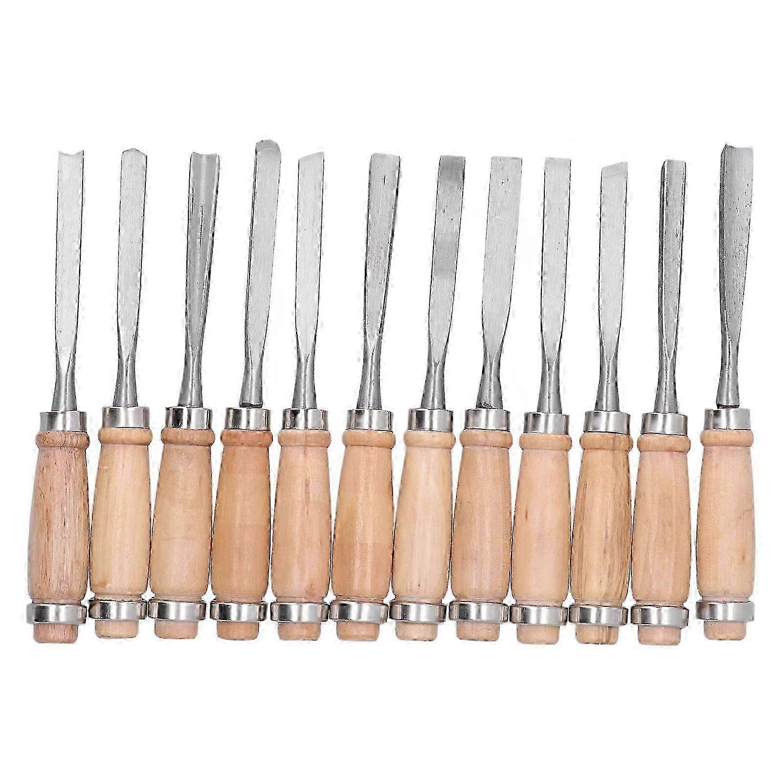 12Pcs Wood Turning Chisels, Wood Parting Tools Set Woodworking Carving Accessories 8in Applicable to Grinder, Woodworking Bits