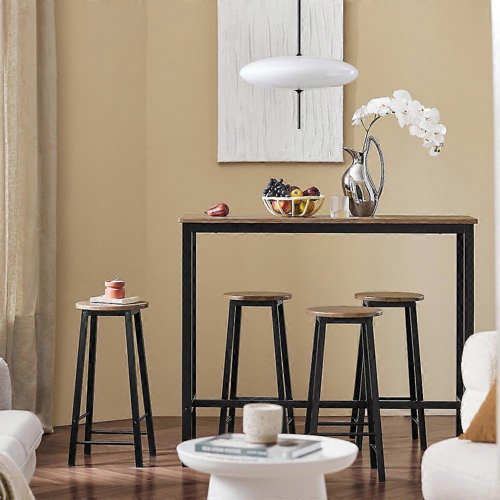 Breakfast Bar Table and Stools Set 5-Piece Kitchen Dining Set with High Table & 4 Stools Bar Set for Small Kitchens and Flats Black,SoBuy OGT22-SCH