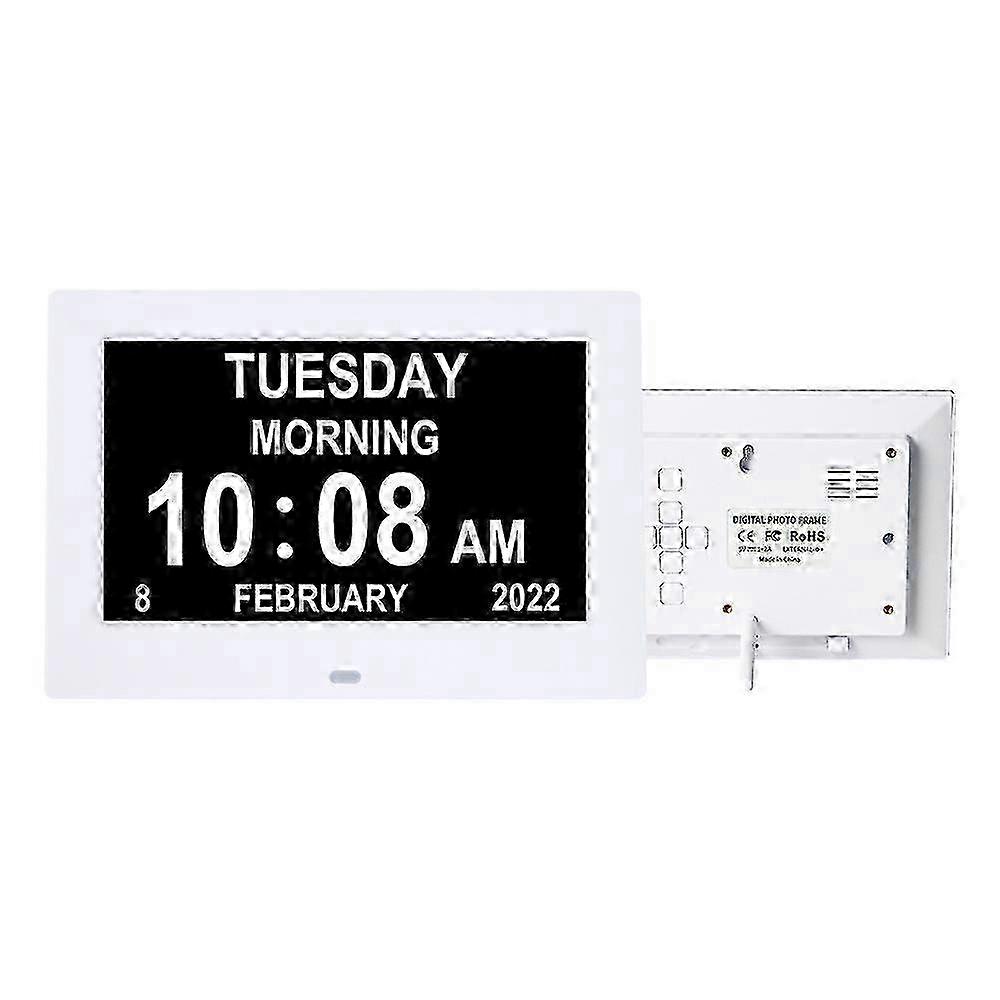 Large Digital Calendar Clock - 7-Inch Electronic Clock for Seniors, Medication Reminder, Day and Date Display Dementia and Alzheimer's Suppo