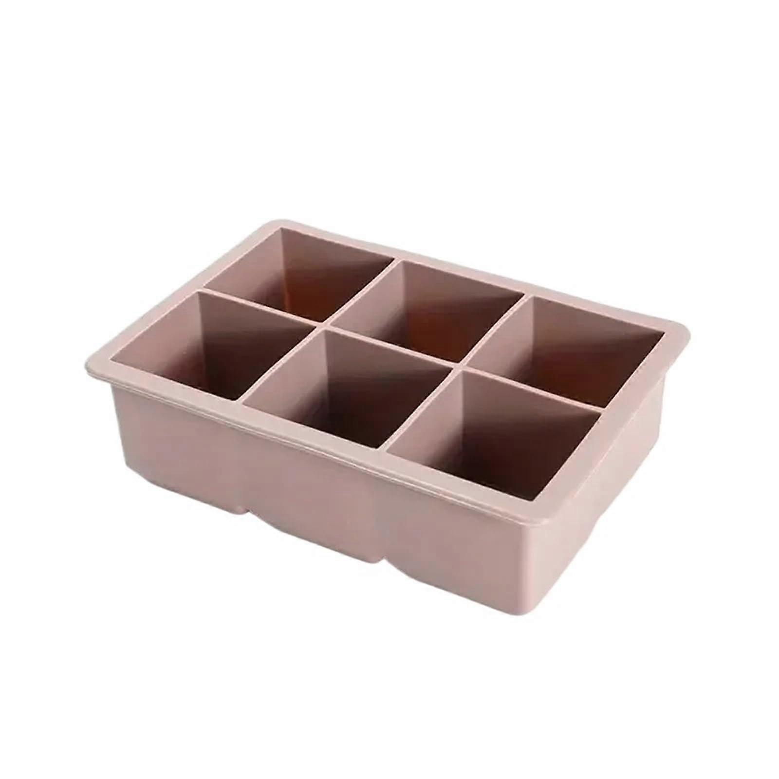 Ice Cube Mold 1Pc With Lid, 6Cavity Flexible Silicone Ice Tray, Pink Freezer Ice Cube Tray