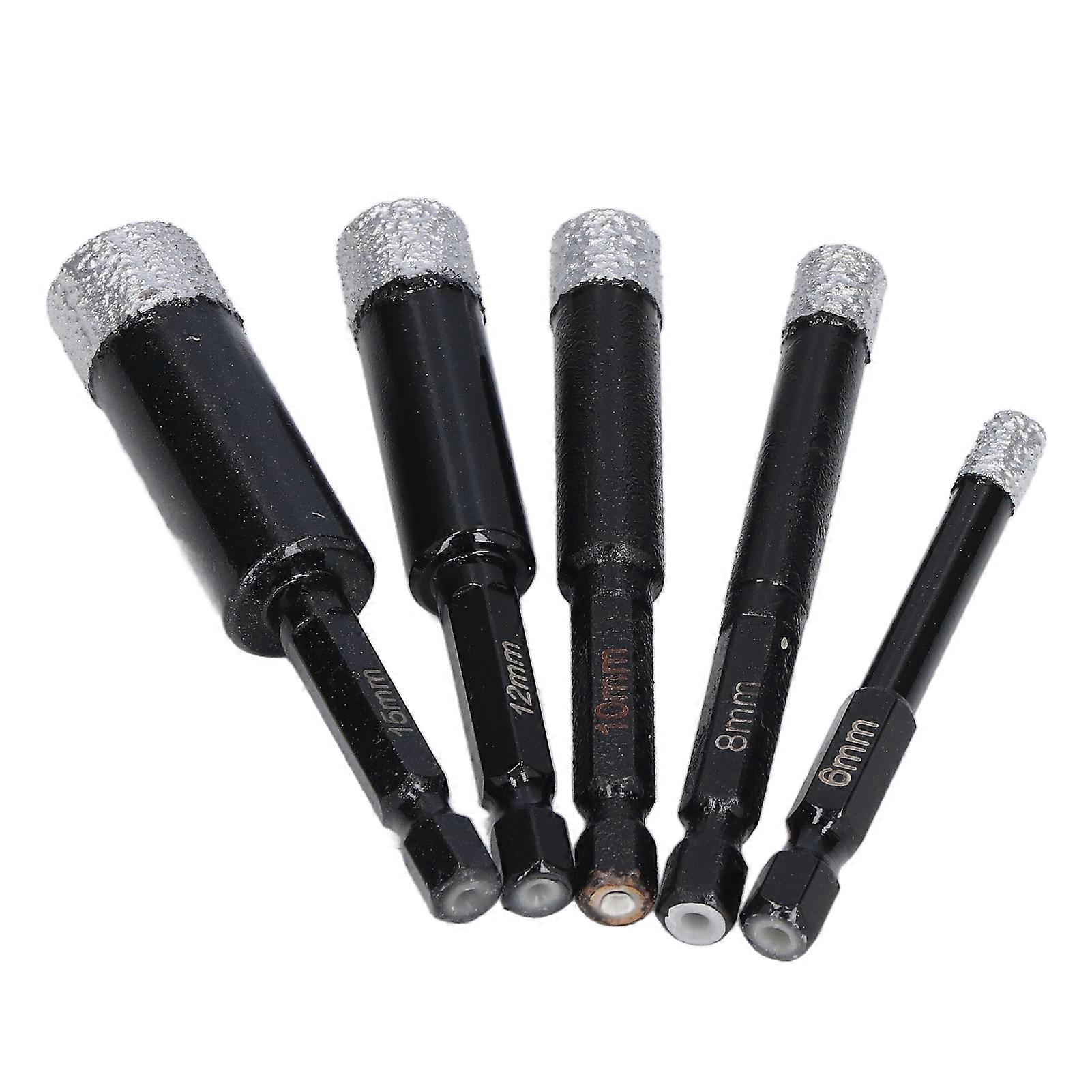 5個/セットダイヤモンドホールソーセラミックタイル大理石用六角シャンク花崗岩穴オープナー6.8.10.12.15mm