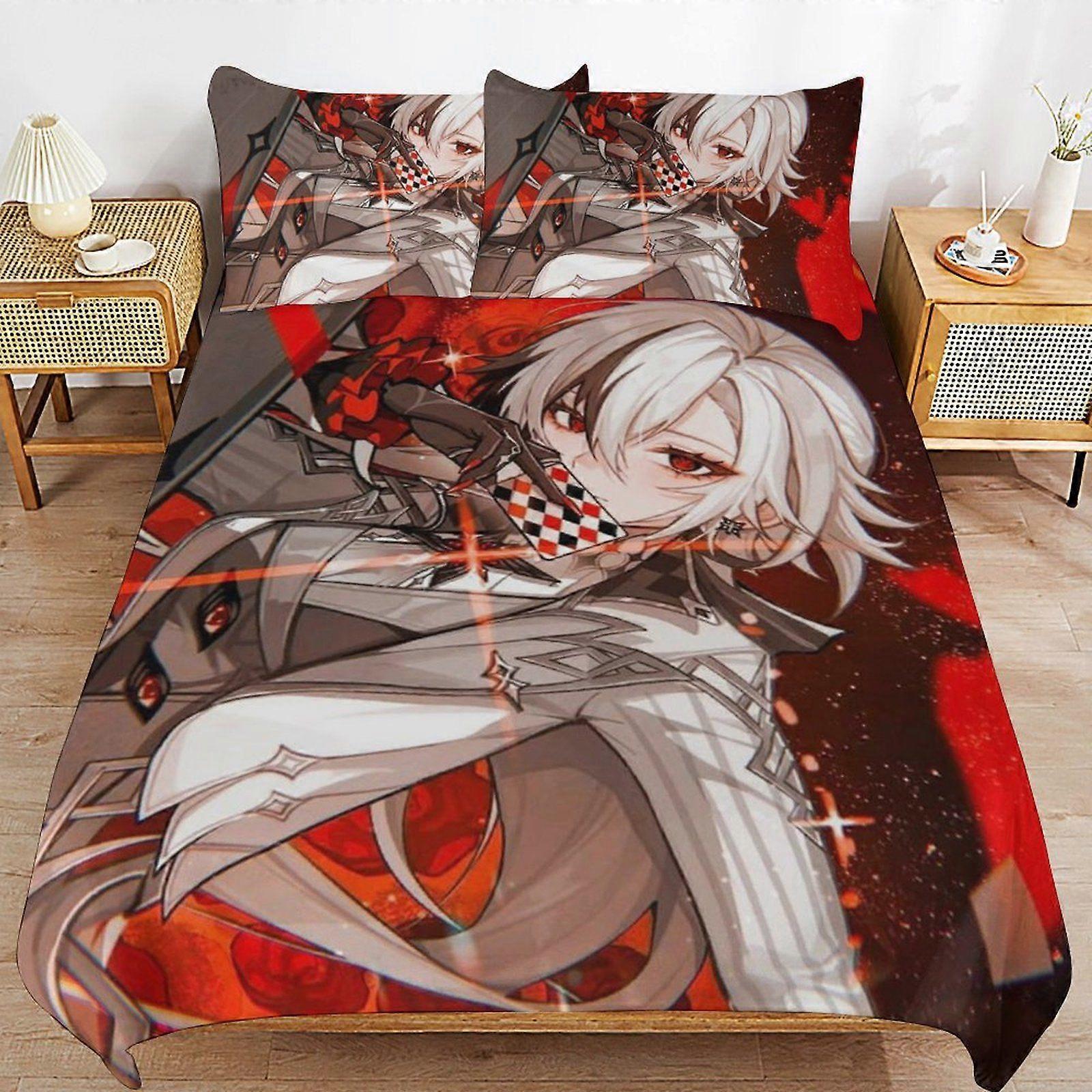 A358 GENSHIN IMPACT Simple Smooth Finish Practical Zipper Closure Soft Bedding Duvet Cover Sets Sleep Essentials N358