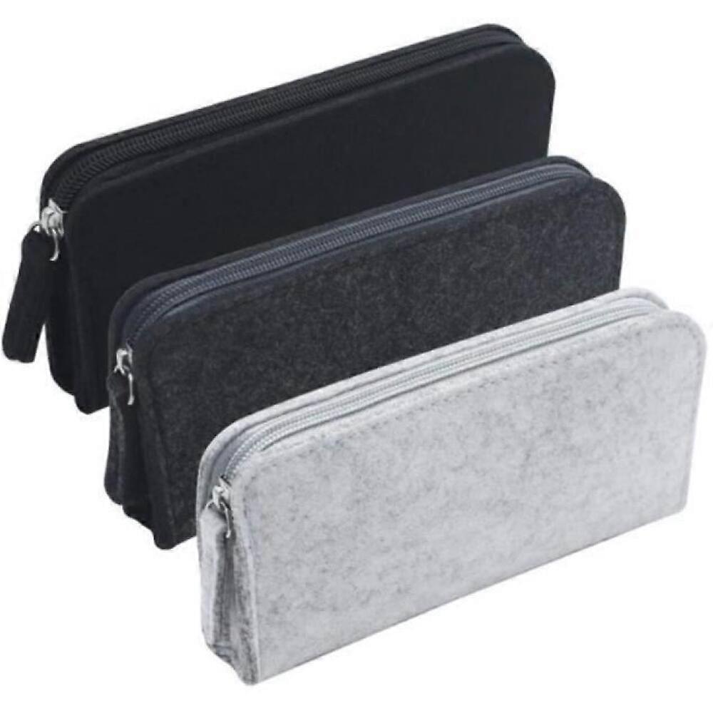 School pencil case, multi-functional, 4-piece set, felted wool, zippered, mixed style