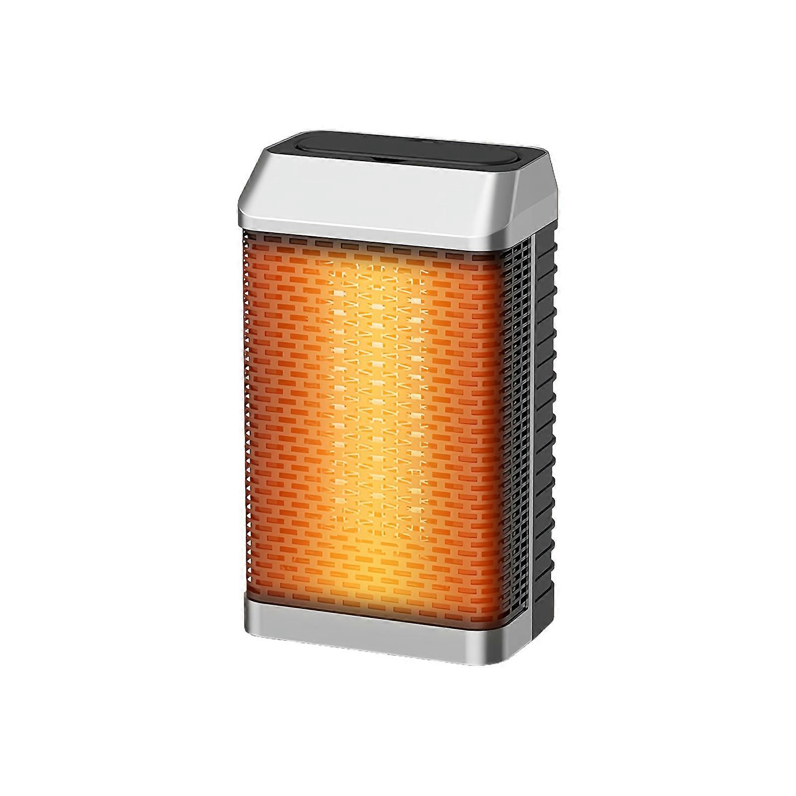 Portable 1500W Electric Heating Machine Automatic Temperature Control Desktop Mini Fan Bedroom Heating with Remote  silver