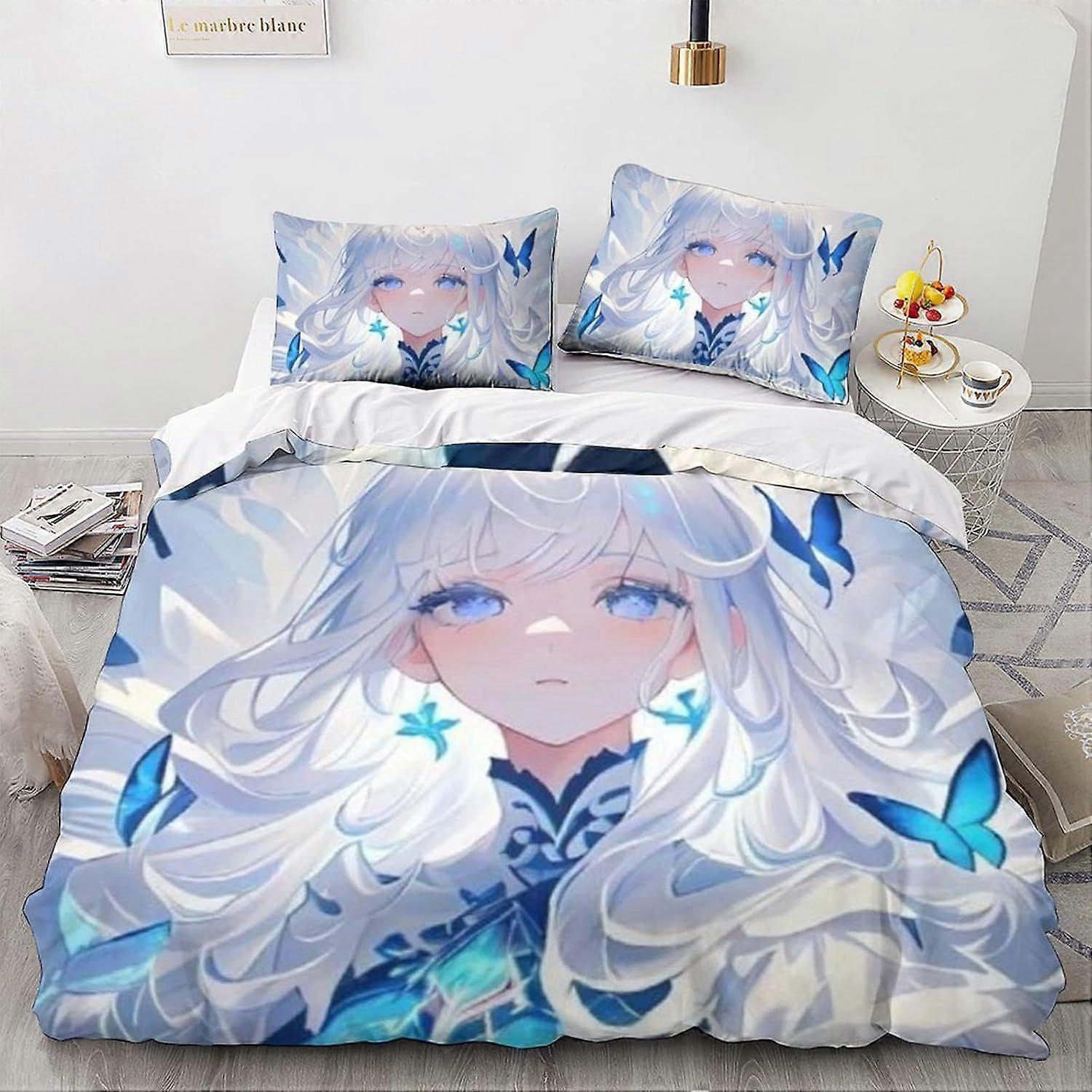 LikeEj Animes E Mangás Capa Edredom 3D Anime Impresso Roupa de Cama Set 3Pcs Microfibra Capa Colcha Fantasia com Zíper Fechamento Duplo