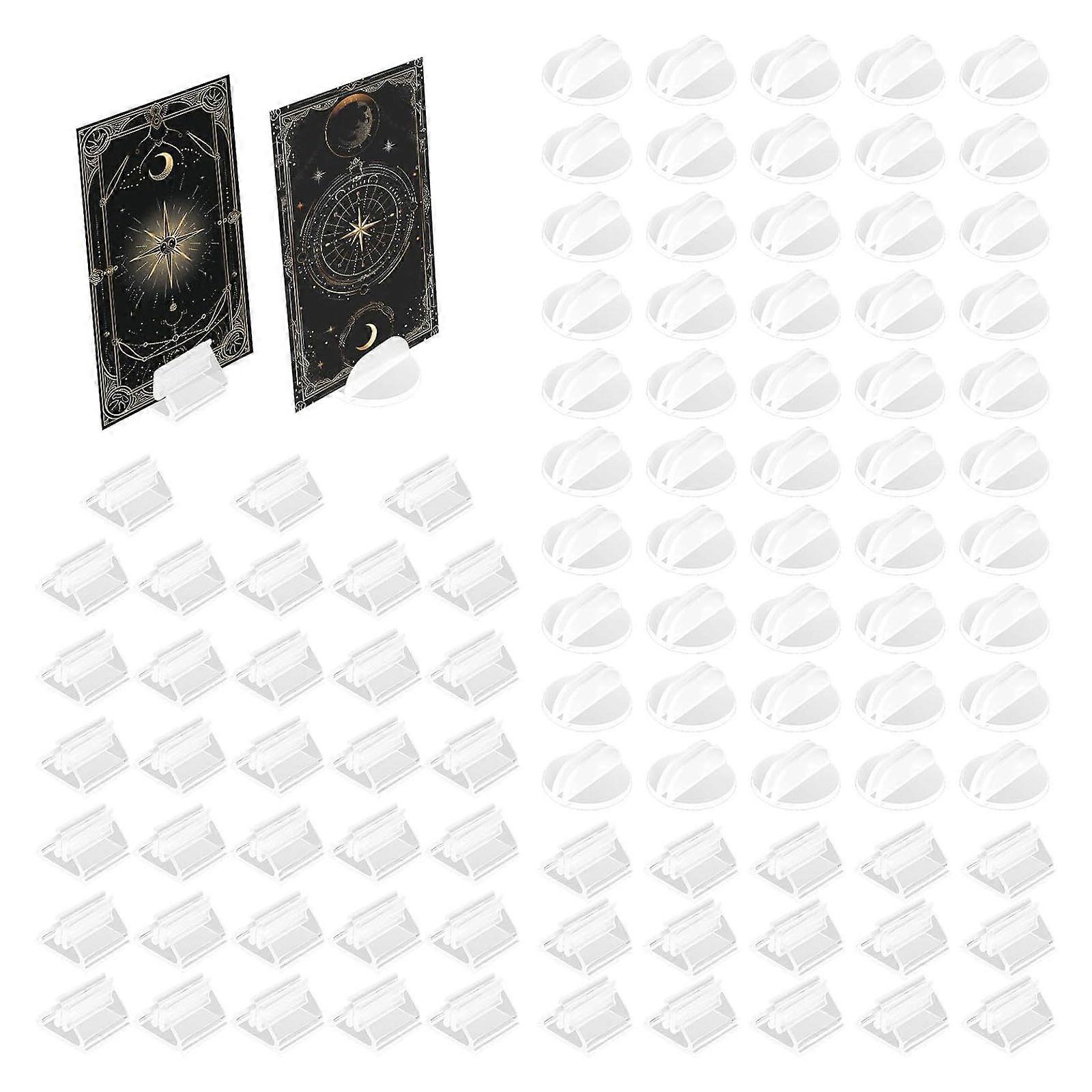 Recyclable Three sided Round Base Plastic Card Holders 98Pcs Wedding Menu Board Game Table Deck Multipurpose Use Multicolor