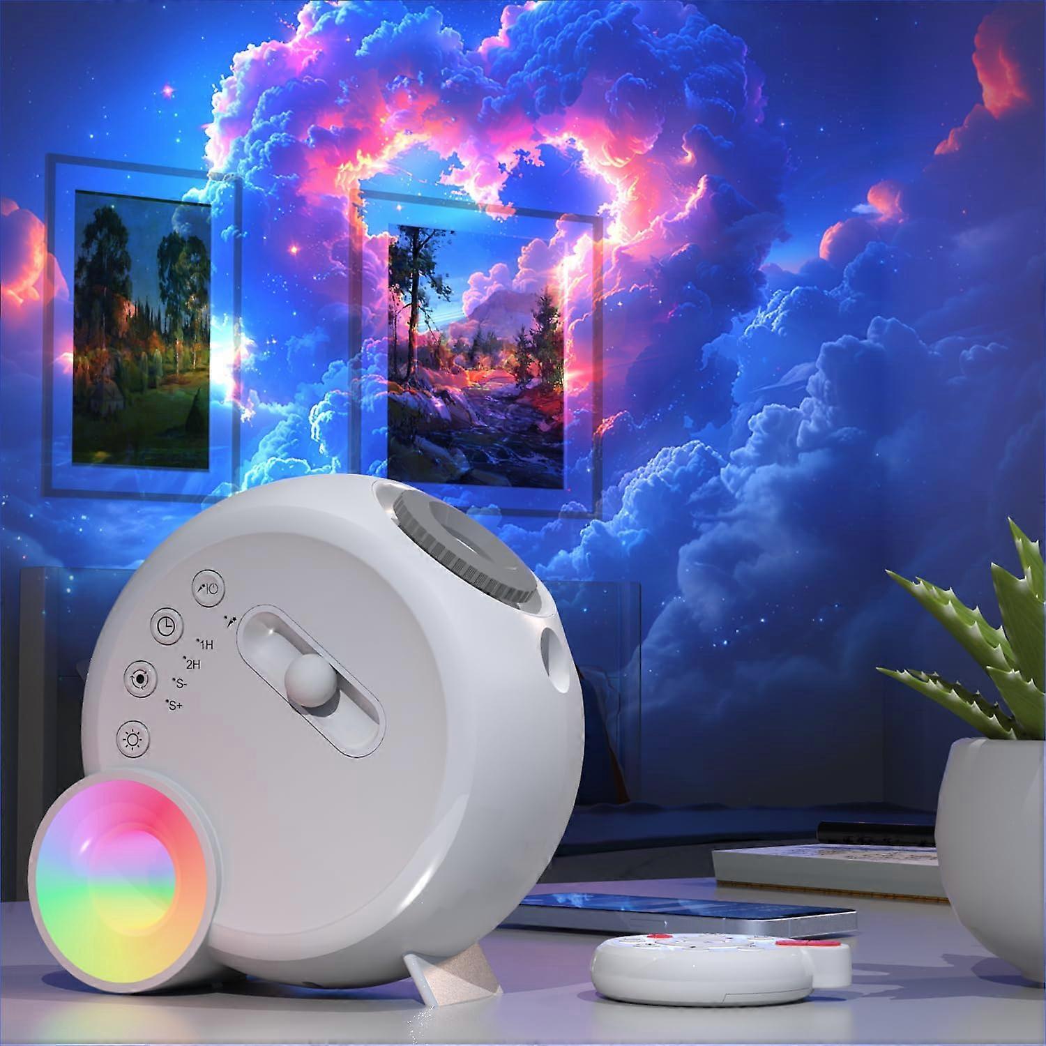 Galaxy Projector Night Light With 17 Colors RGB Dimming, 13 Star Charts, Wireless Remote, BT Audio