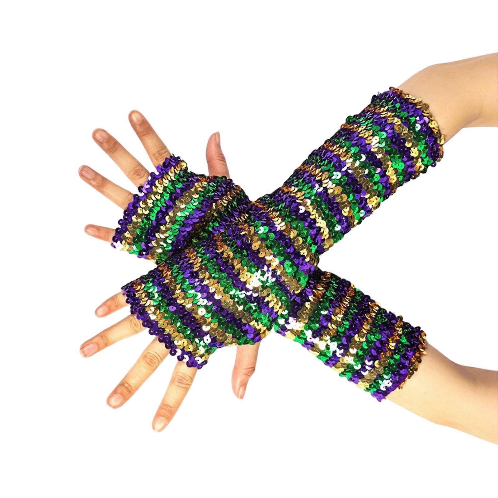 Colorful Sequined Sleeves Carnivals Wrist Cuffs Suitable For Dance Performances And Festive Event  Purgold and gre