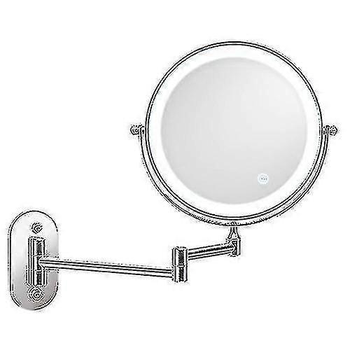 8 Inch Wall-mounted Double-sided Makeup Mirror Led Three-tone Light Bathroom Mirror