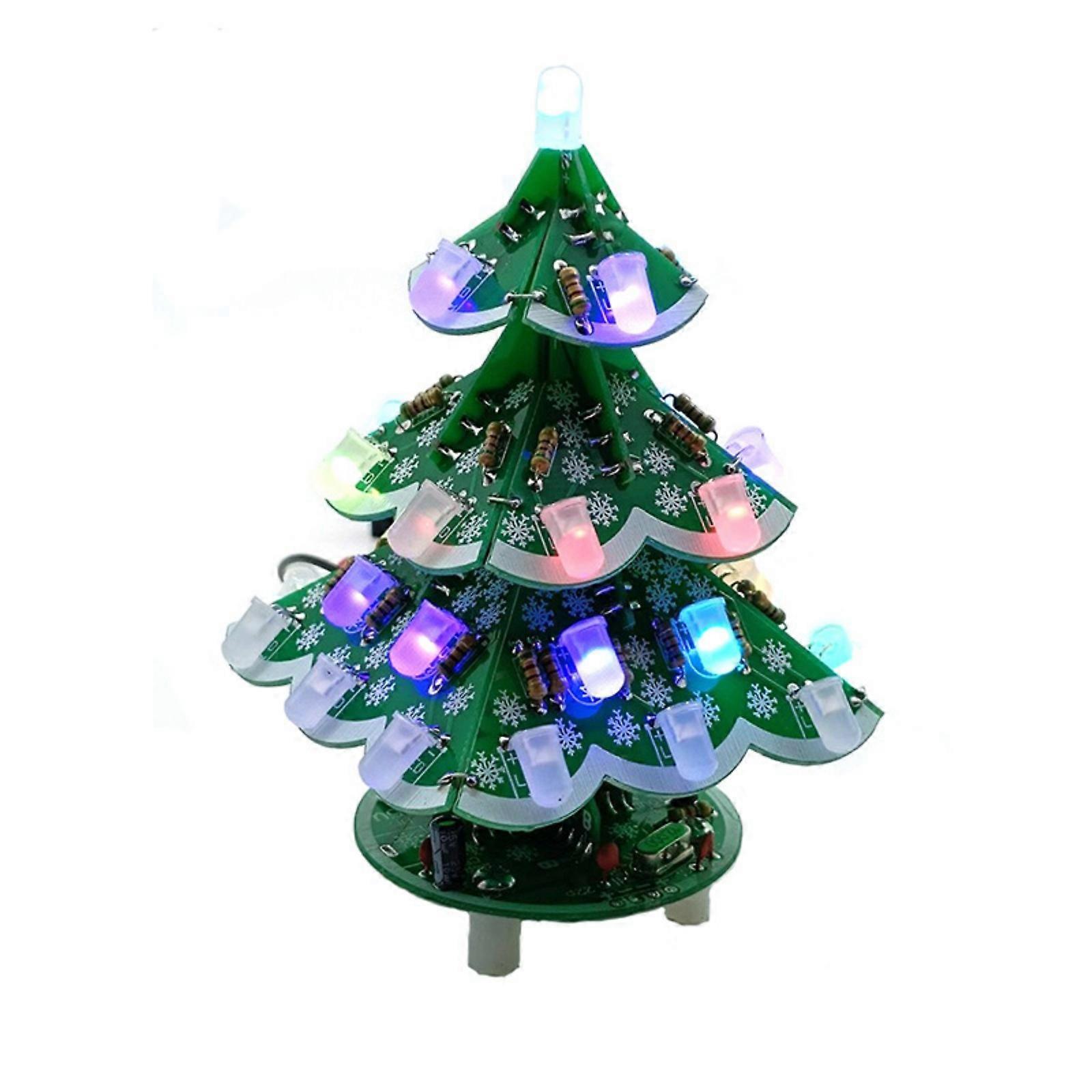 3D Christmas Tree LED DIY Kit Circuit Board Replacement for Electronics Soldering Practice Learning Accessories Multicolor