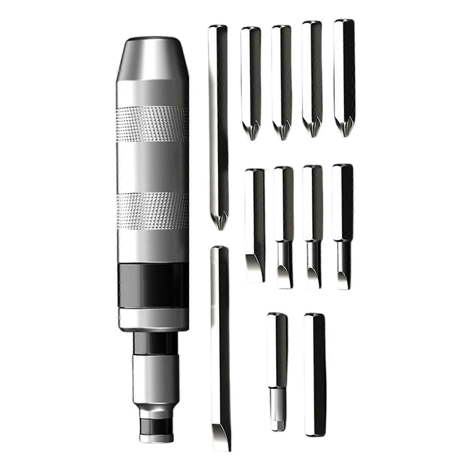 Complete 13 Piece Impact Driver Kit Featuring Crosses Flat Heads Bit And Convenient Storage Solution For Technicians  Silver