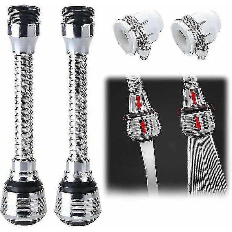 Extension Kitchen Faucet 360 Rotating Faucet Aerator 2 Pieces Universal Faucet Extension Nozzle Water Saving Spray Modes Anti-splash Descaling Accesso