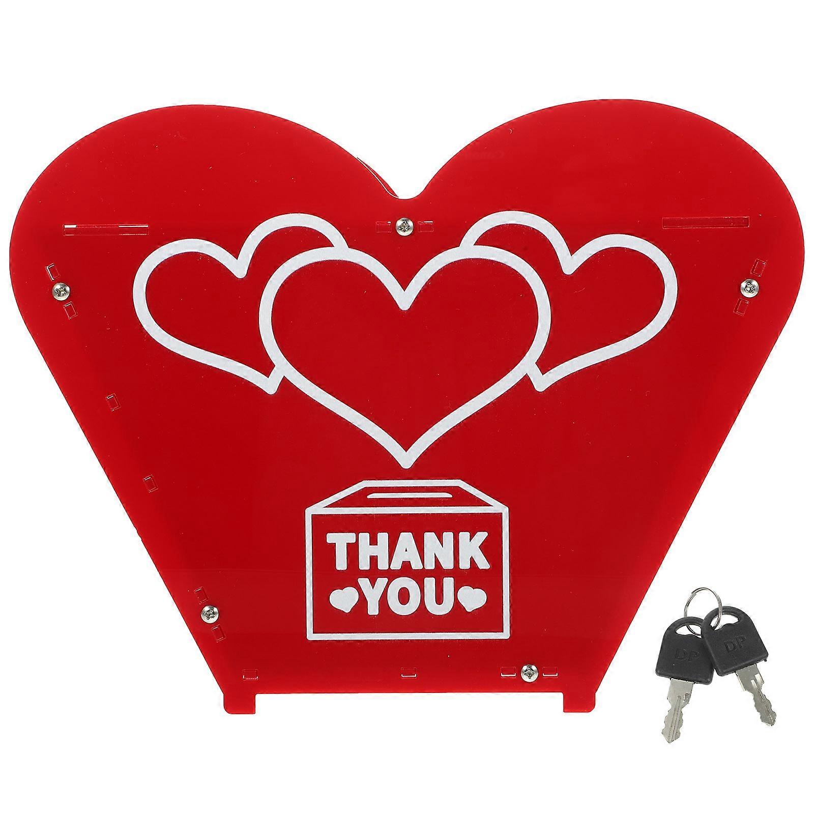 Heart Donation Box Multi-Function Donation Accessory For Office And Home Decorative Suggestion Box 26.7x12x22Cm 1Pcs