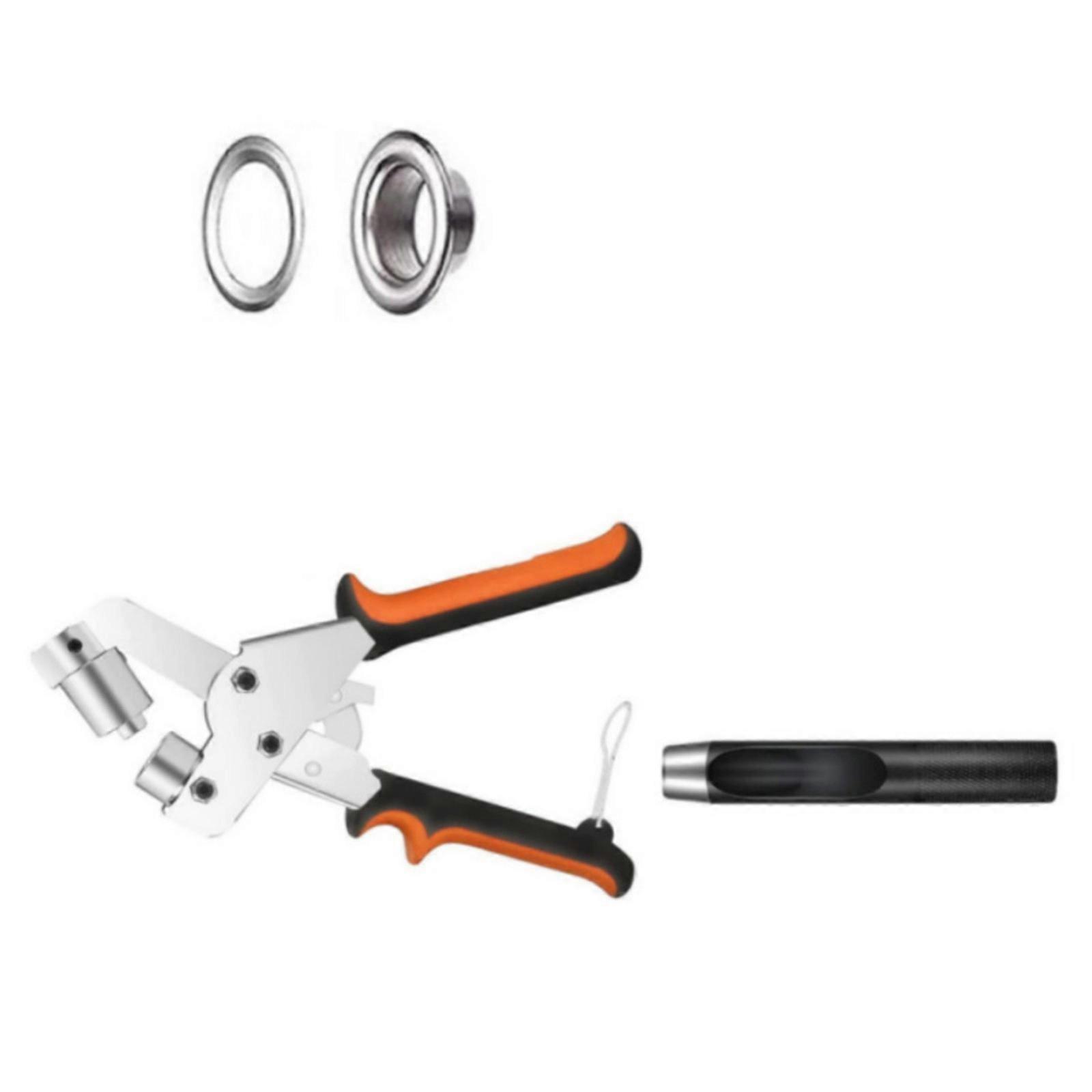 Complete Set of 200 Grommet Kit 10mm Metal Eyelets and Washers with Pliers for Easy Fabric Installation Punching Tool  silver