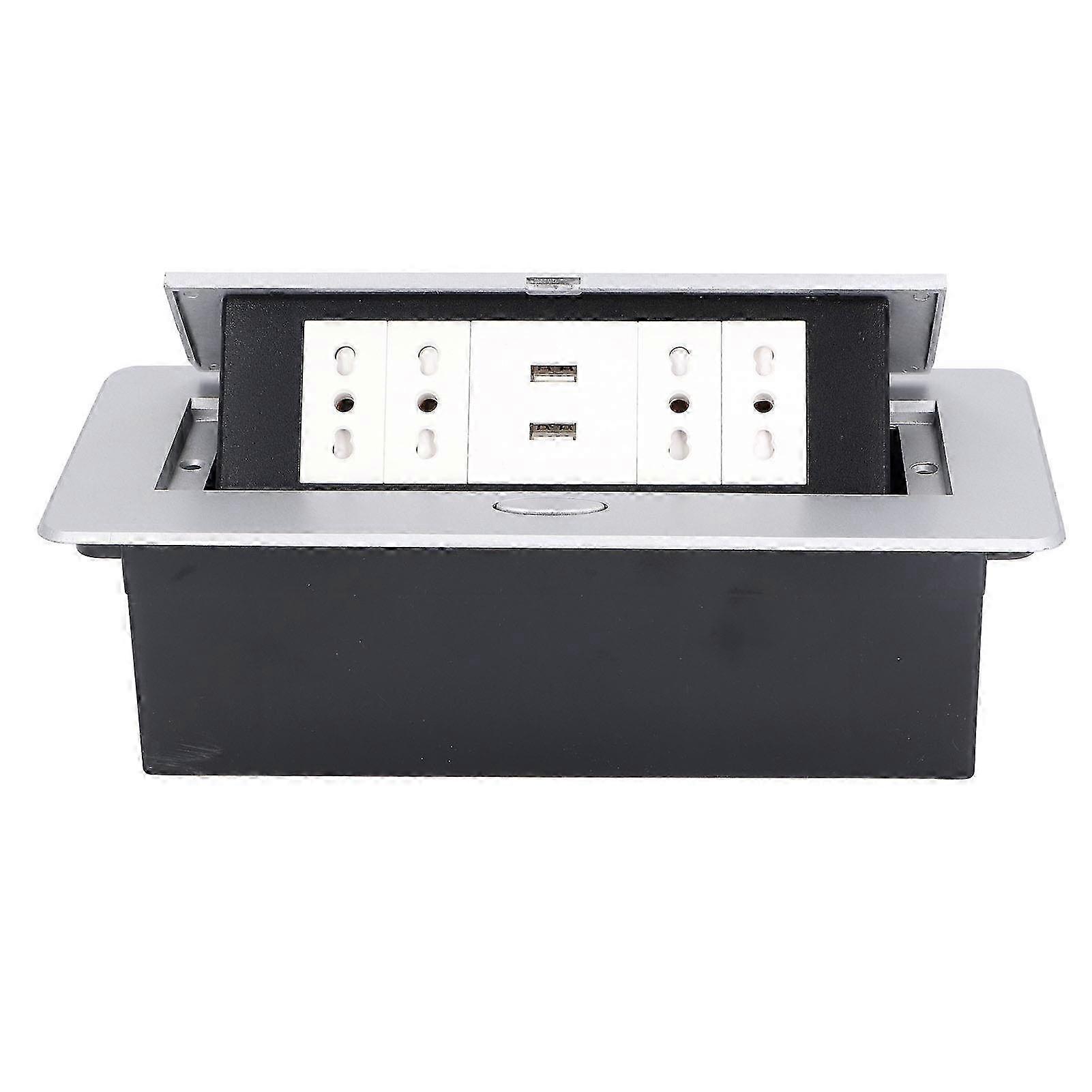 Power Socket Box 4 Switzerland Standard 3 Hole Outlets Dual USB Ports Pop Up Embedded Receptacle Box AC250V f26