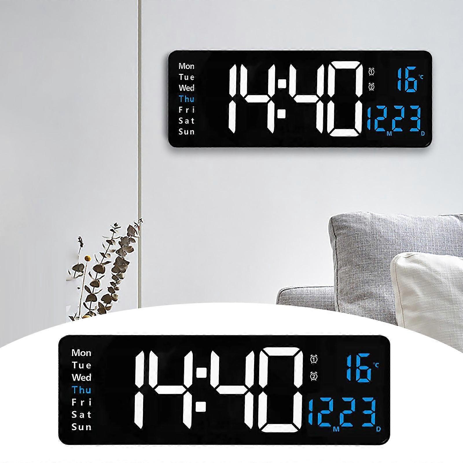 Giyblacko Clock Large LED Digital Wall Clock Temperature Date Day Display USB Remote Control