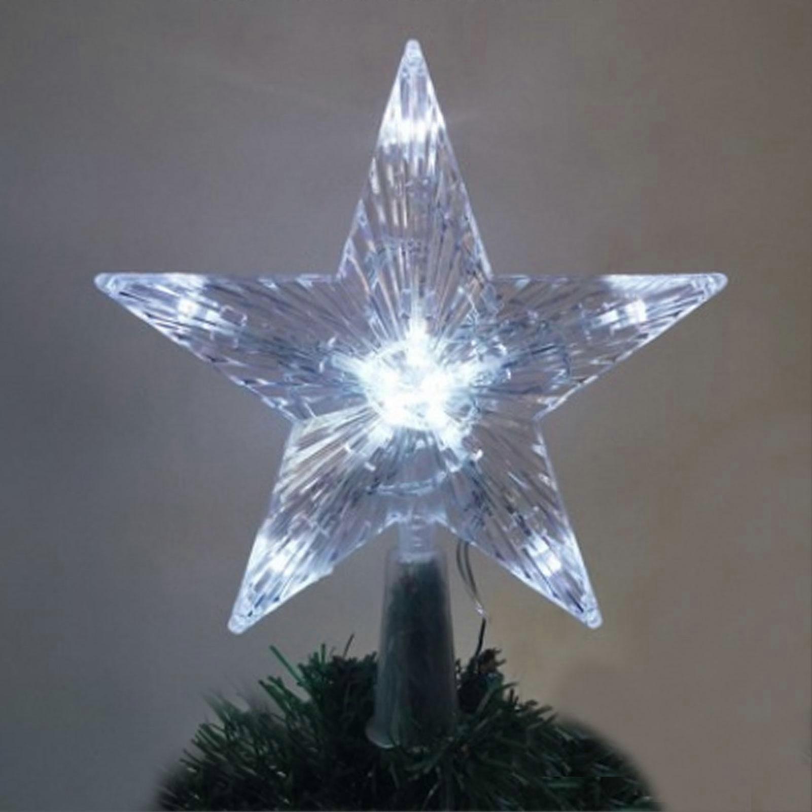 Christmas Tree Topper Star Treetop with LED Color-Changing Light, LED Light Up Lighted Star Christmas Tree Topper for Indoor Outdo