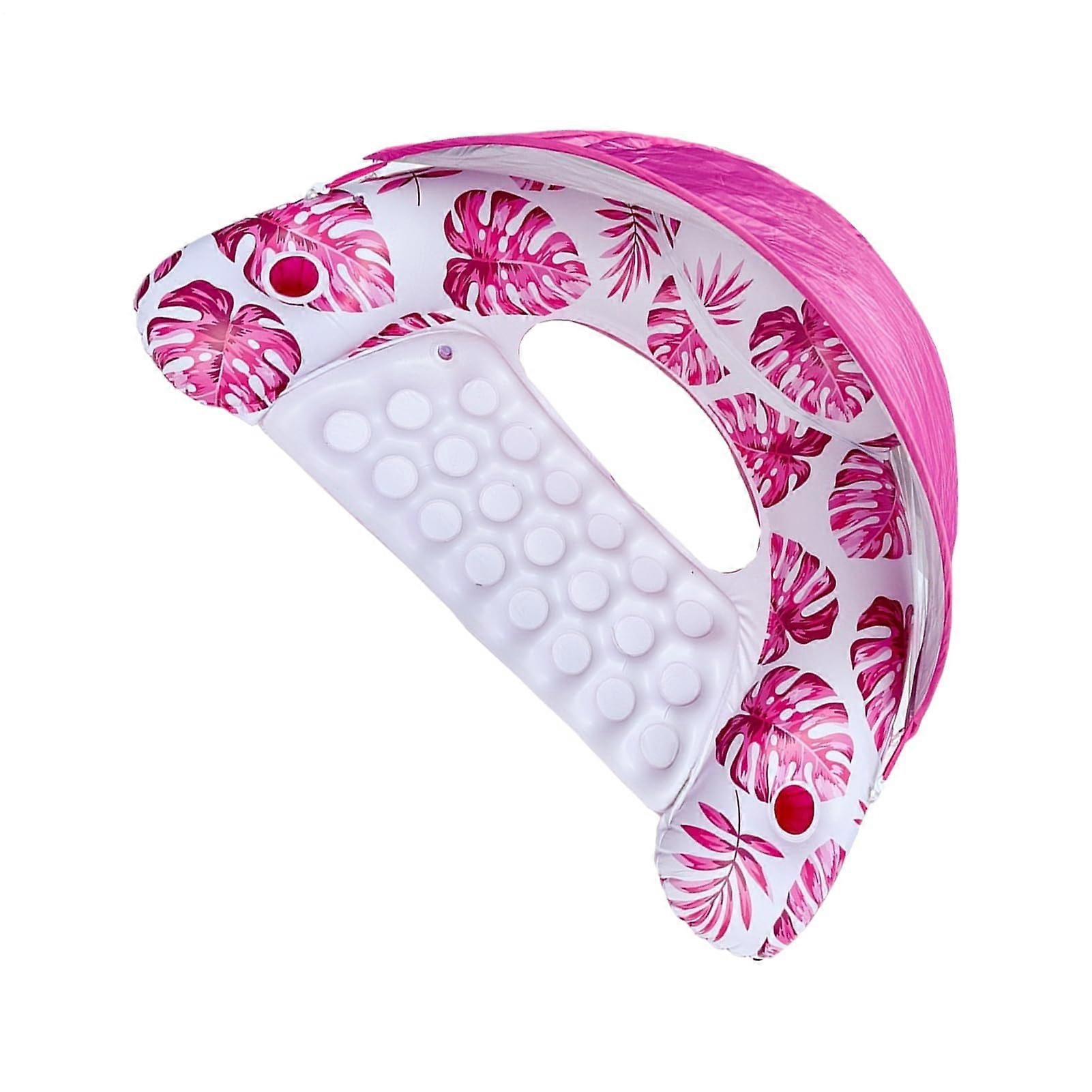 Inflatable Pool Float Lounger with Canopy and Cup Holder for Lake Beach River Summer Relaxation