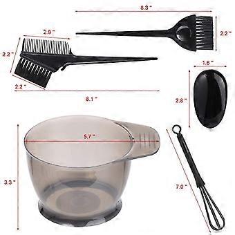 5-teiliges professionelles Haarfärbewerkzeug, geeignet für Salon und Zuhause, Haarfärbebürste, Kamm, Färbeschale, Färbemischer, Schwarz