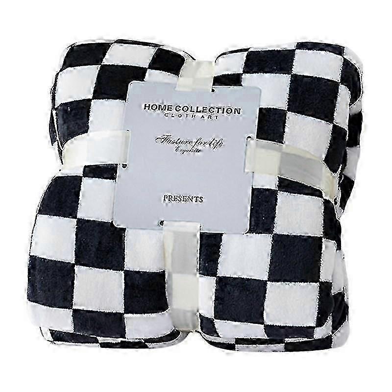 Jeter Couverture Checkerboard Design Coldproof Polyester Chambre Lit Hiver Chaud Flanelle Couverture Sleepi