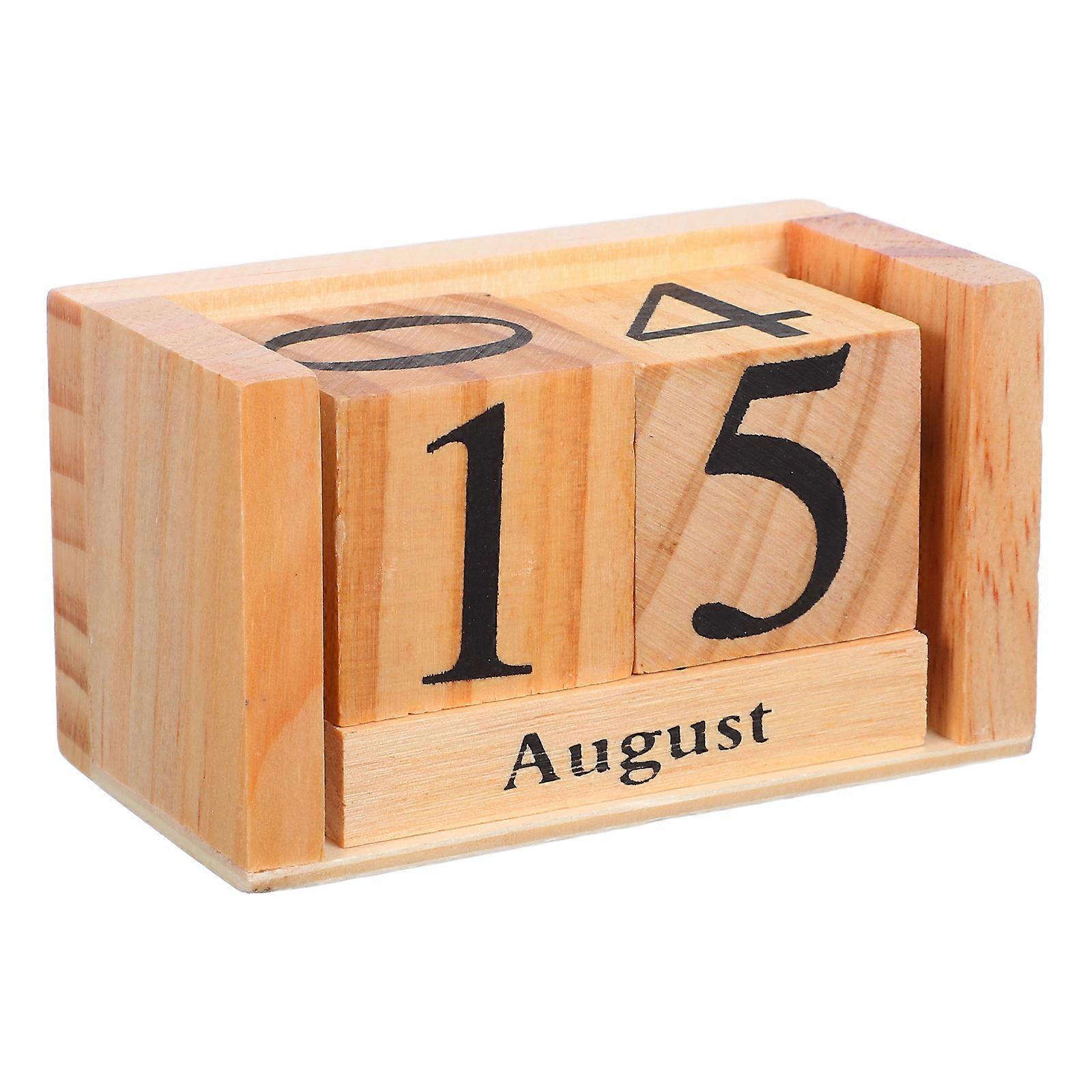 Rustic Wooden Desk Calendar for Home Use Manual Date Display