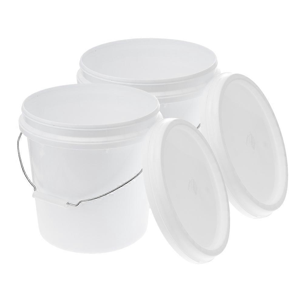 Round Plastic Storage Bucket with Lid for Storage Sealed Bucket 2Pcs White