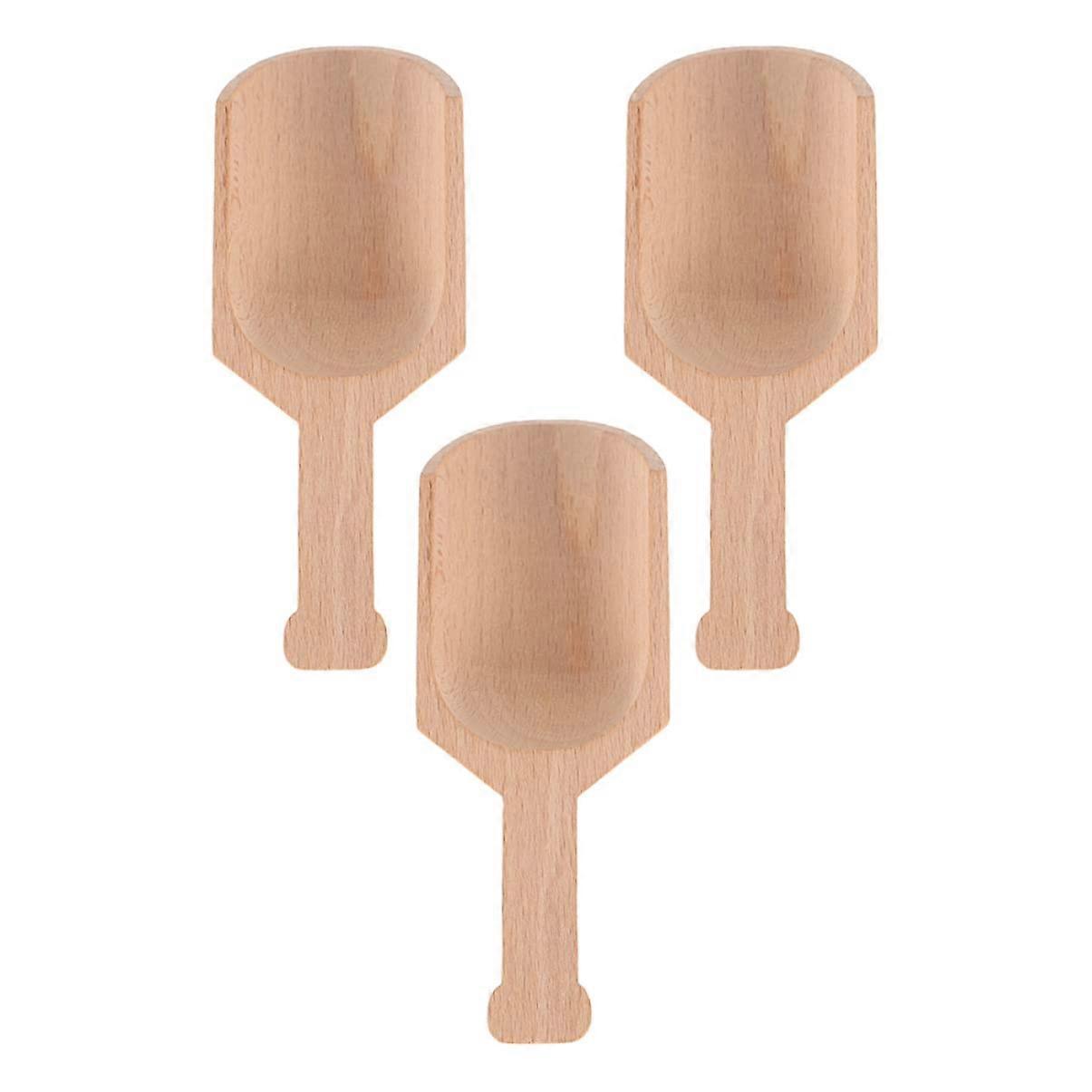 Wooden Spoons Set of 3 Ergonomic MultiPurpose Scoops for Kitchen Seasoning and Bath Salt