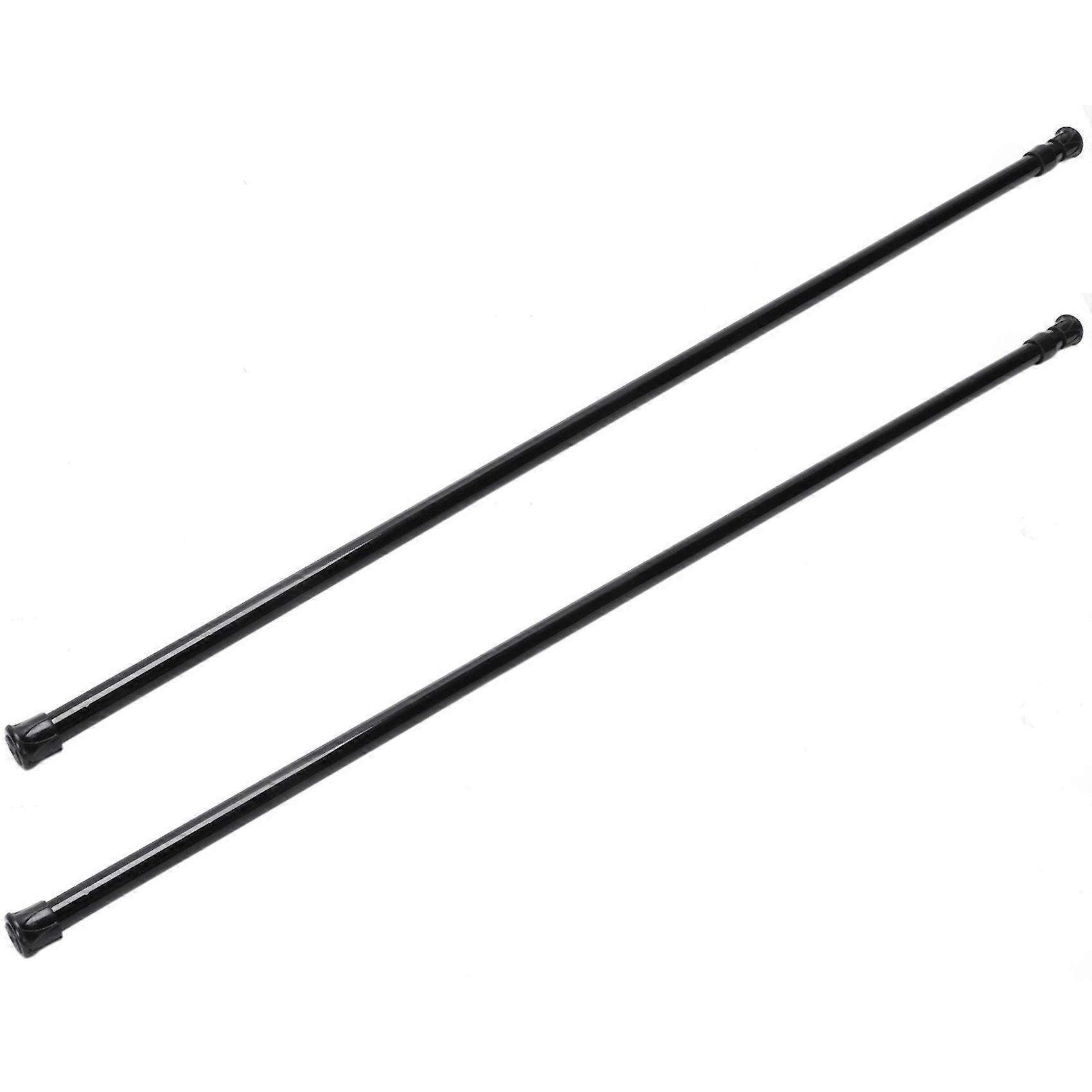 2X Extendable Telescopic Spring Loaded Net Voile Tension Curtain Rail Pole Rods,70-120cm,Black