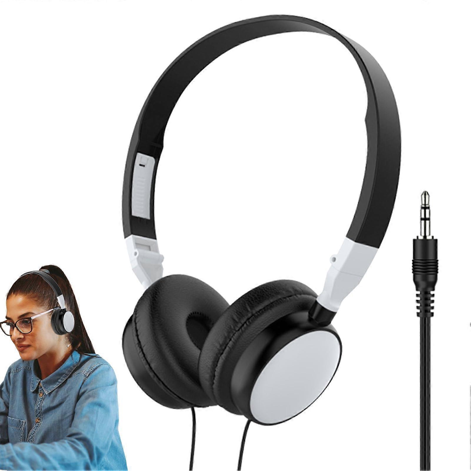 Wired OverEar Gaming Headset with Foldable Noise Cancelling Mic for PC Mobile Tablets White