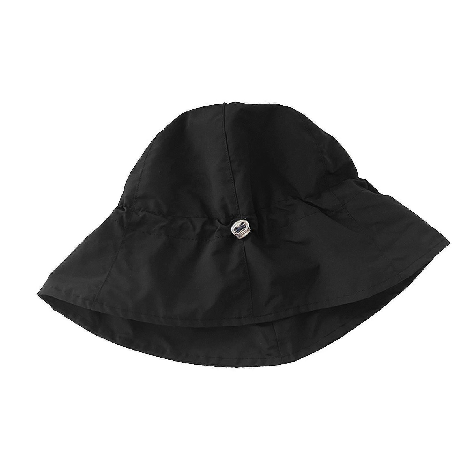 Drawstring Hat Foldable Quick-drying Waterproof Adjustable Soft Daily Wear Polyester Big Brim Sunscreen Hat Beach Accessory