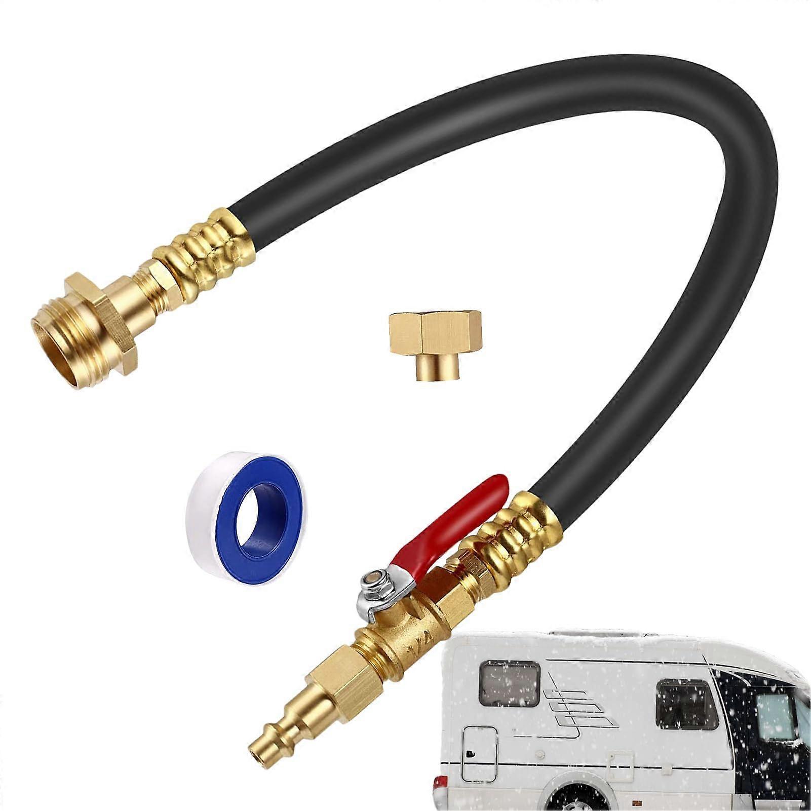 RV Winterizing Kit with ShutOff Valve, Quick Connect Air Compressor Adapter for Trailer and Boat