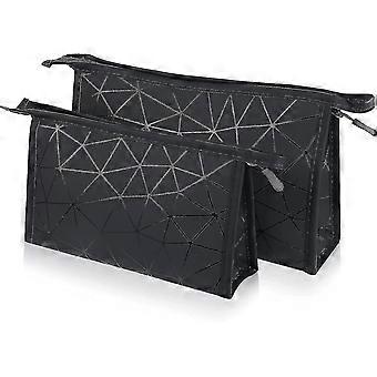 2025 2 stck leichte Kulturtasche wasserdichte Kulturbeutel mit Reiverschluss klassische Reisekosmetiktasche fr Reisen im Badezimmer (black)