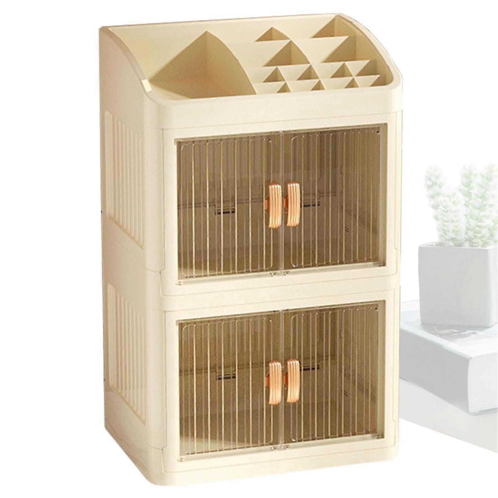 Makeup Organizer 3 Layer Large Capacity Cosmetic Storage Box with Transparent Door Waterproof Dustproof