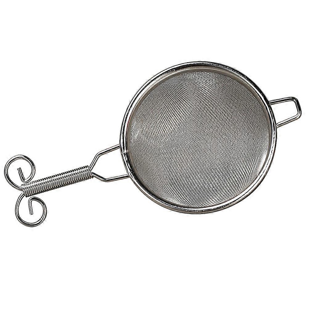 Silver Stainless Steel Tea Strainer with Handle for Home Use 2Pcs Set