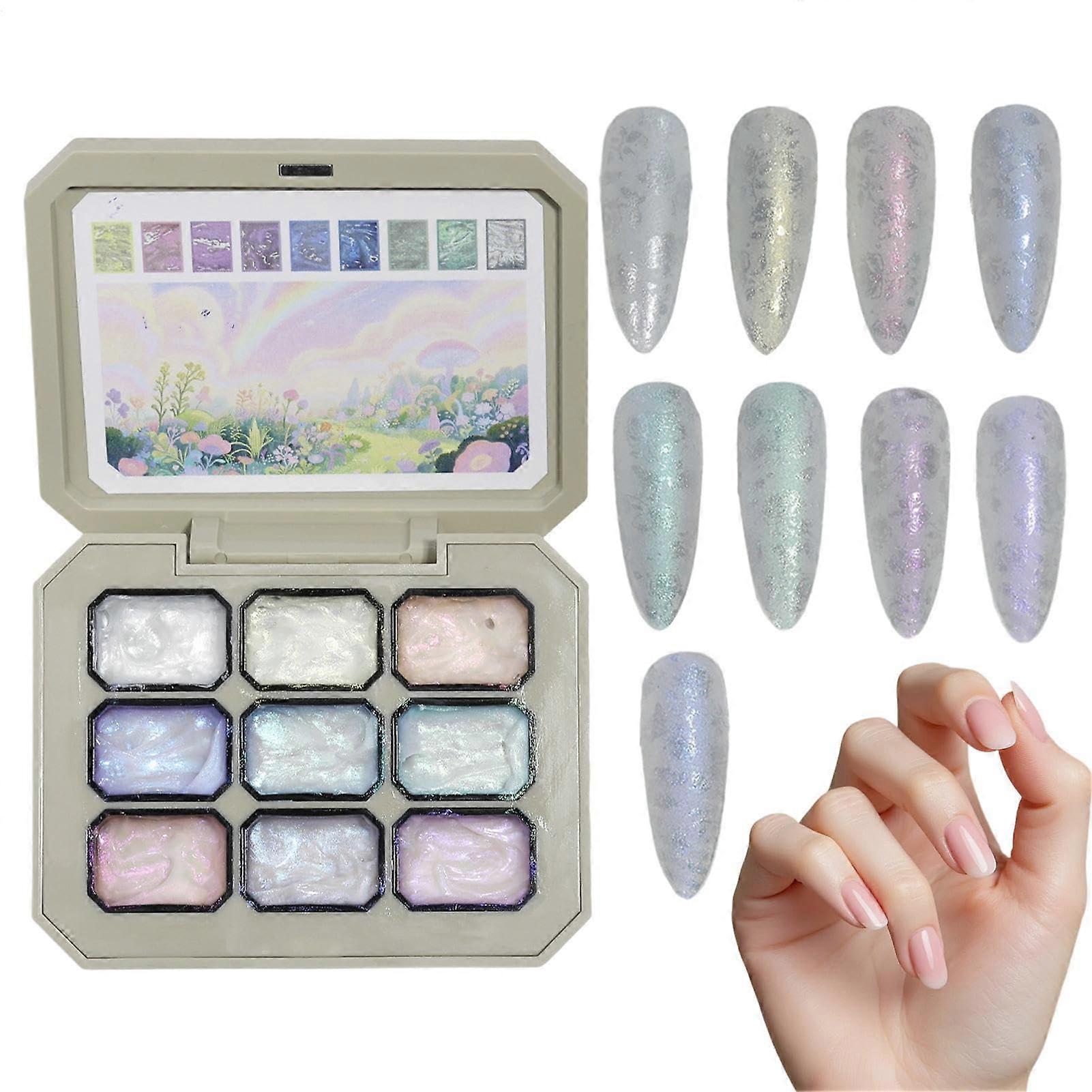 Gel Nail Polish 9Color Palette for Gradient Nails Chrome & 3D Art SingleCoat Full Coverage