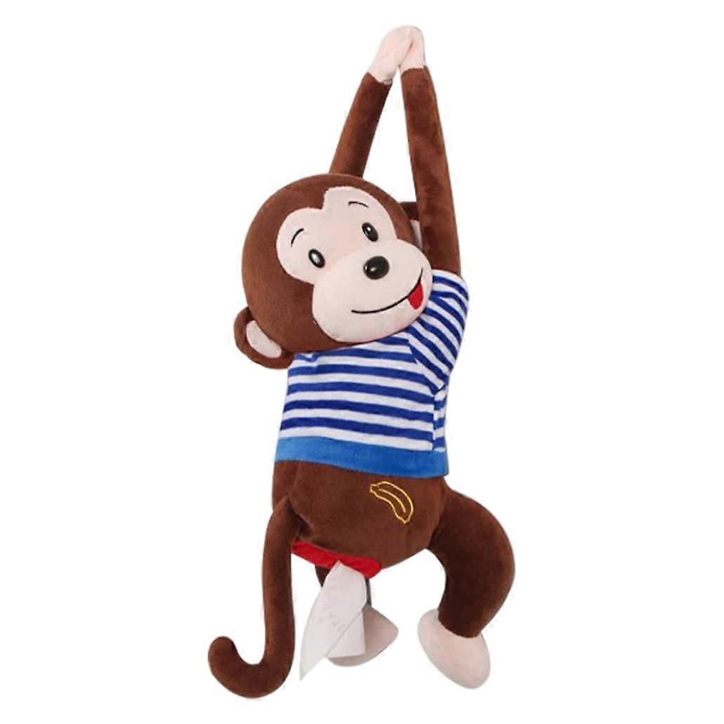 Cute Monkey Plush Car Tissue Holder with MultiPlace Hanging and Decorative Soft Surface