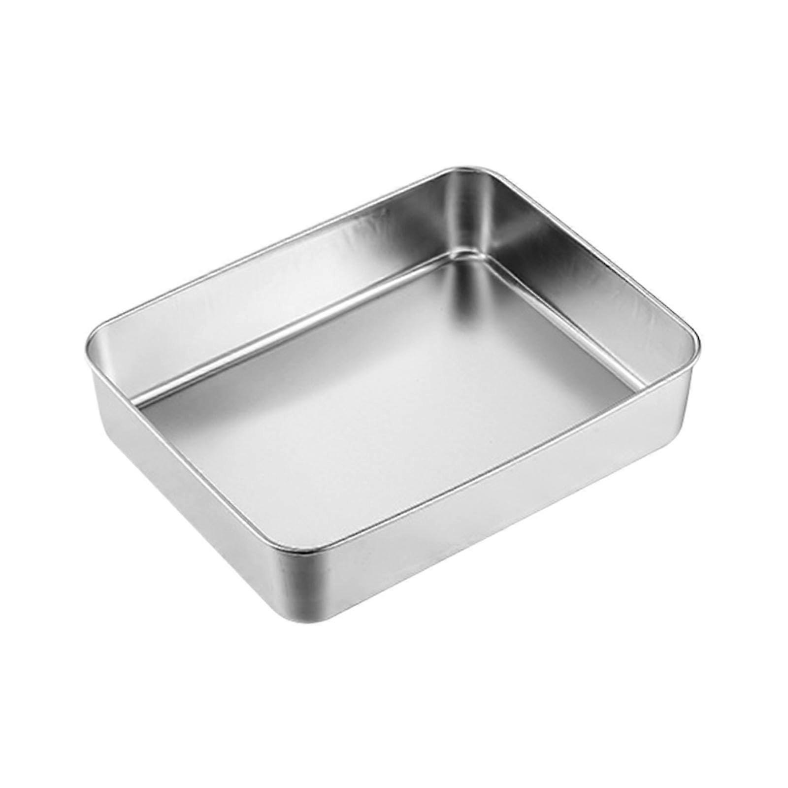 Stainless Steel Lasagna Pan Heavy Duty Flat Bottom Rectangular Baking Pan 28x22x6cm for Oven