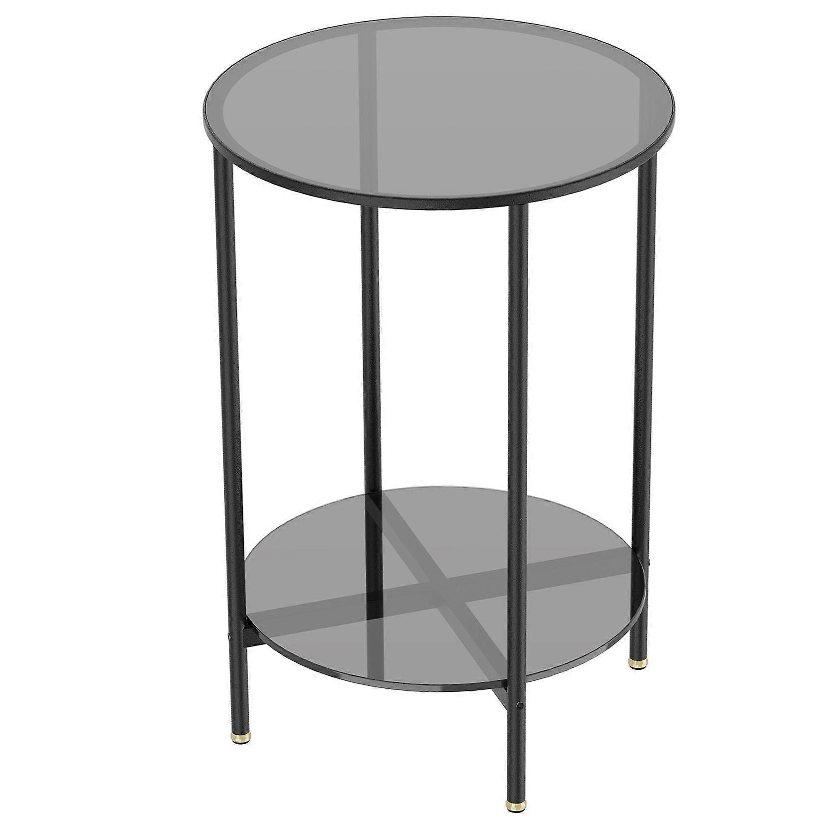 Table d’appoint ronde Table d’appoint de canapé avec plateau en verre à cadre en métal