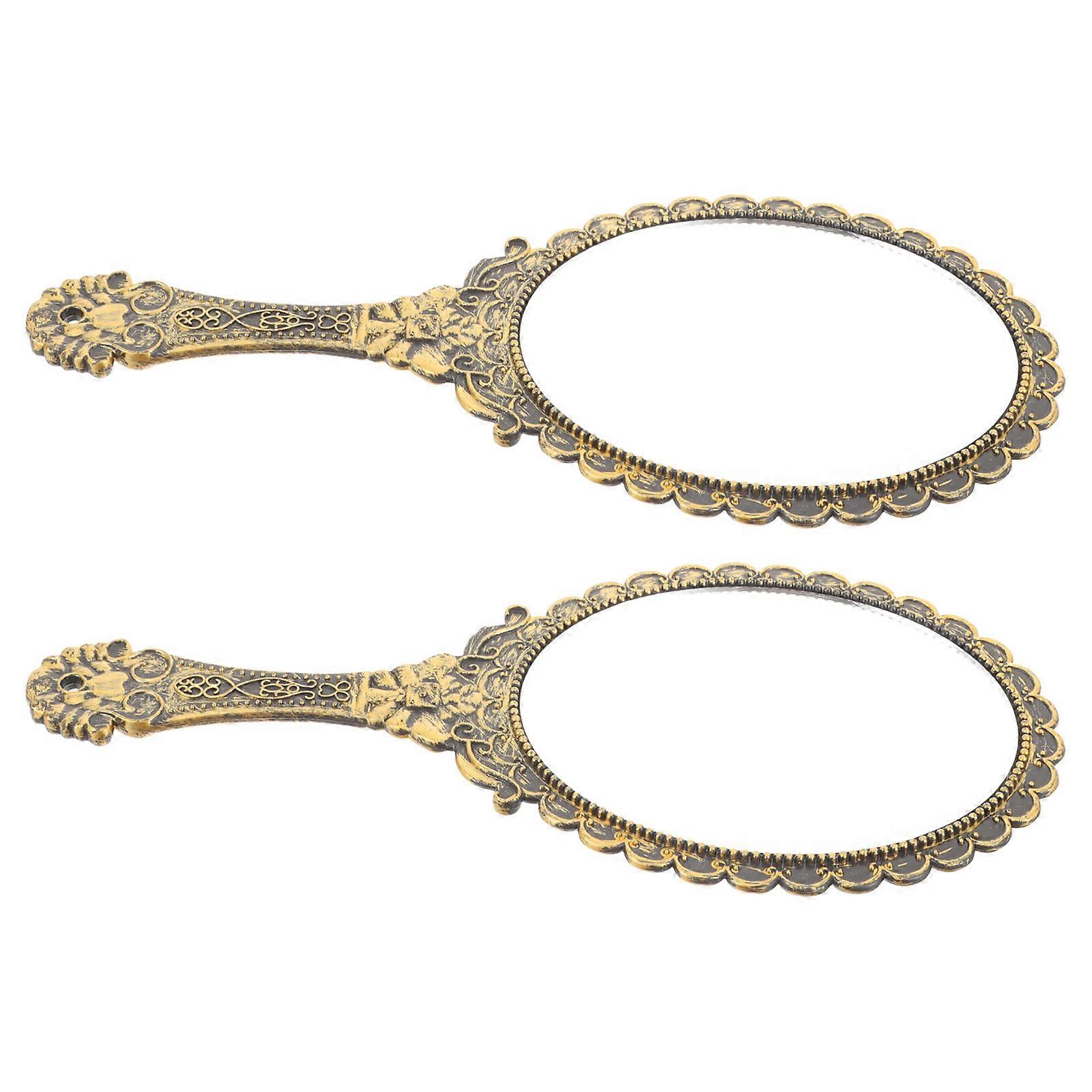 Handheld Mirror Makeup Mirror for Makeup 2Pcs Vintage Portable Set