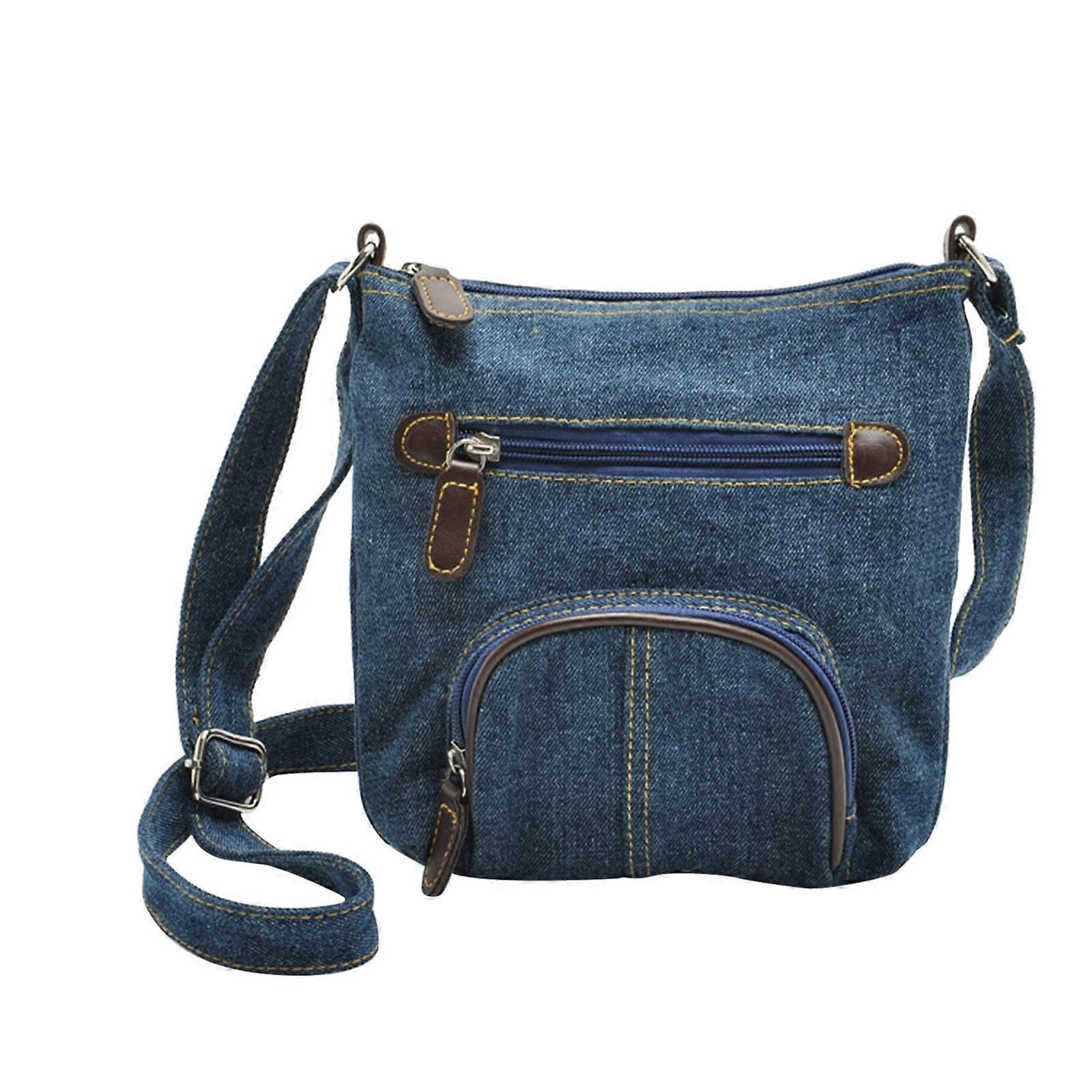 Large Denim Messenger Bag with MultiPocket Design, Adjustable Strap, Durable Blue Shoulder Bag