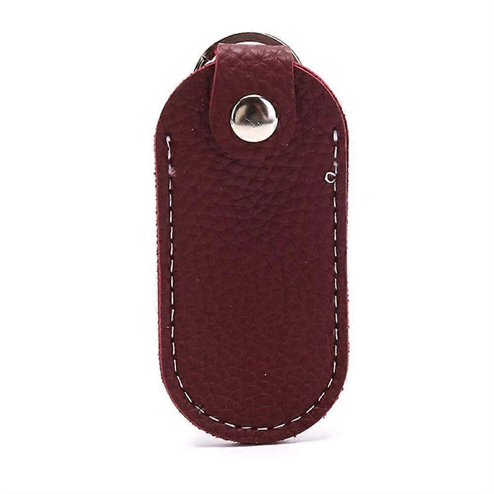 USB Drive Case PU Leather Flash Drive Holder with AntiLost Keychain Compact Storage Bag Red