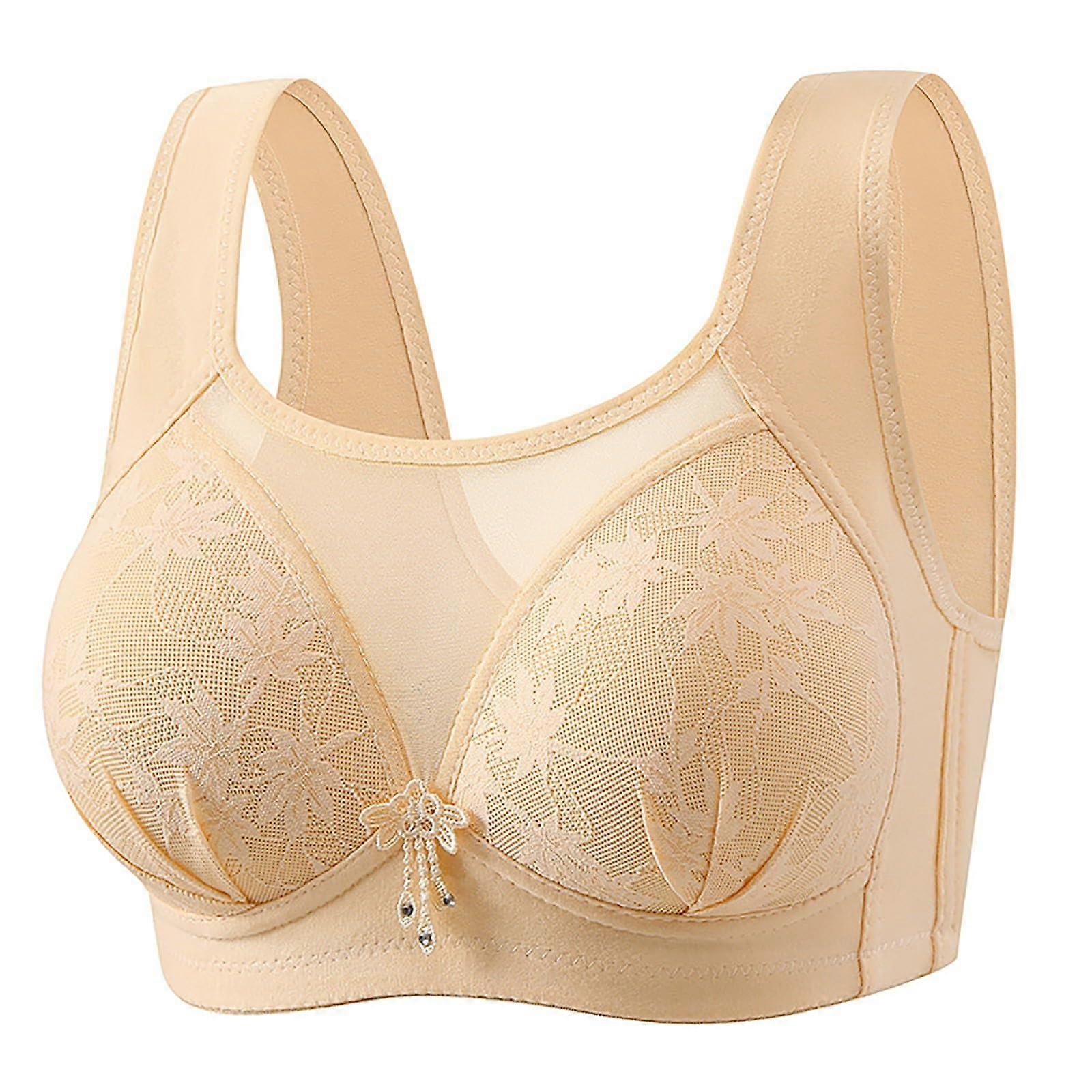 Plus Size Wireless Sports Bra for Women Maximum Support Full Coverage Breathable Beige 85