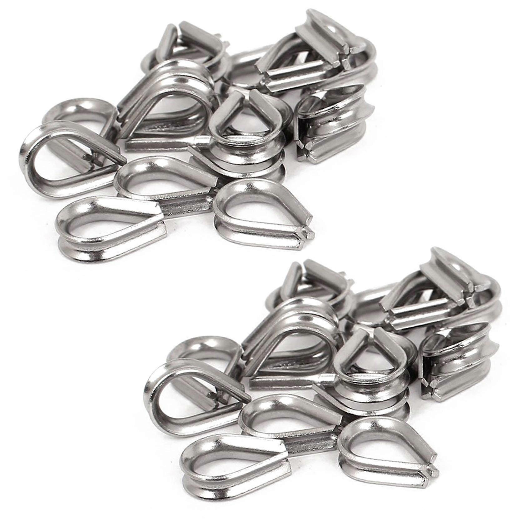 Stainless Steel 2mm Wire Rope Cable Thimbles Silver Tone 40 Pcs