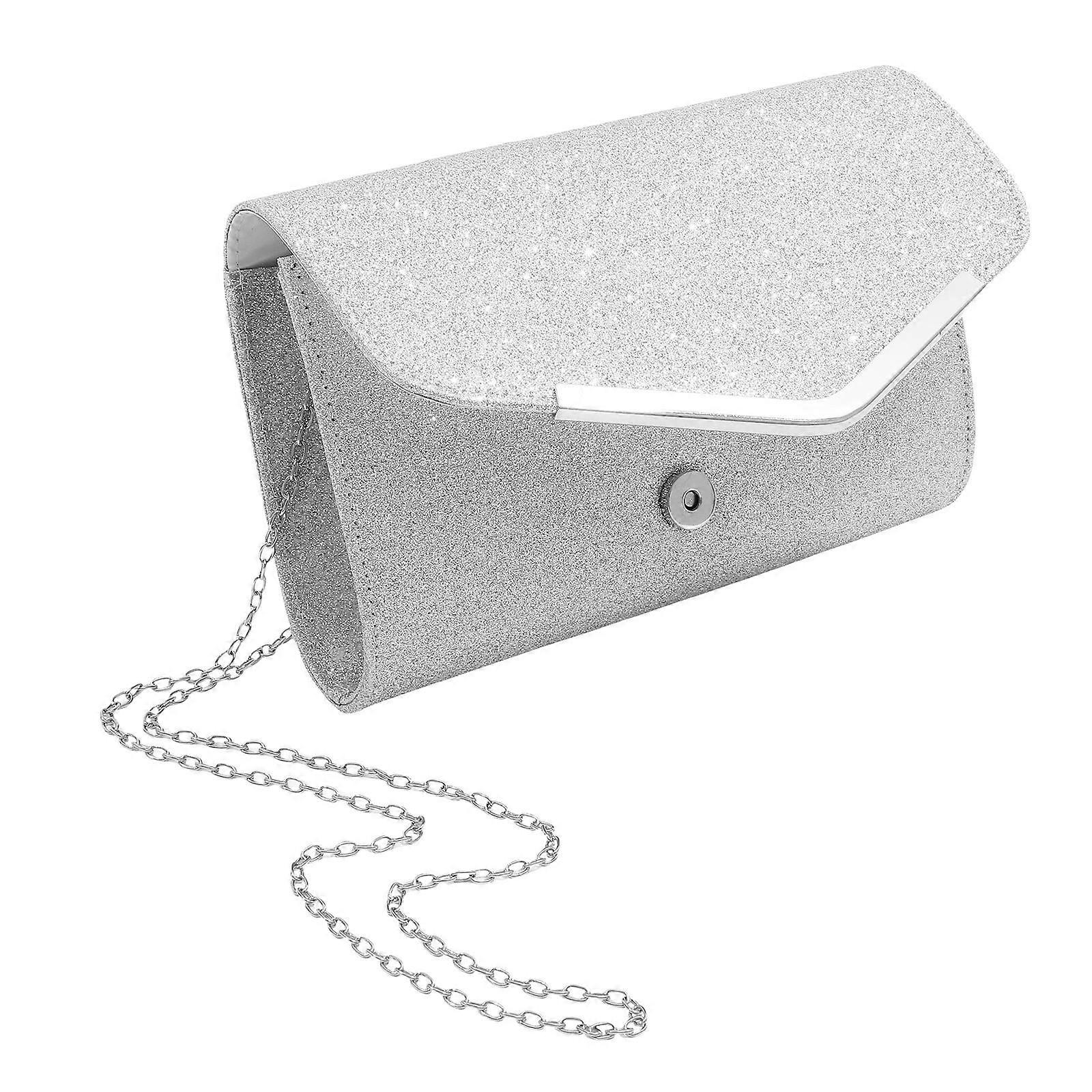 Evening Bag Silver Clutch Purse for Storage with Chain