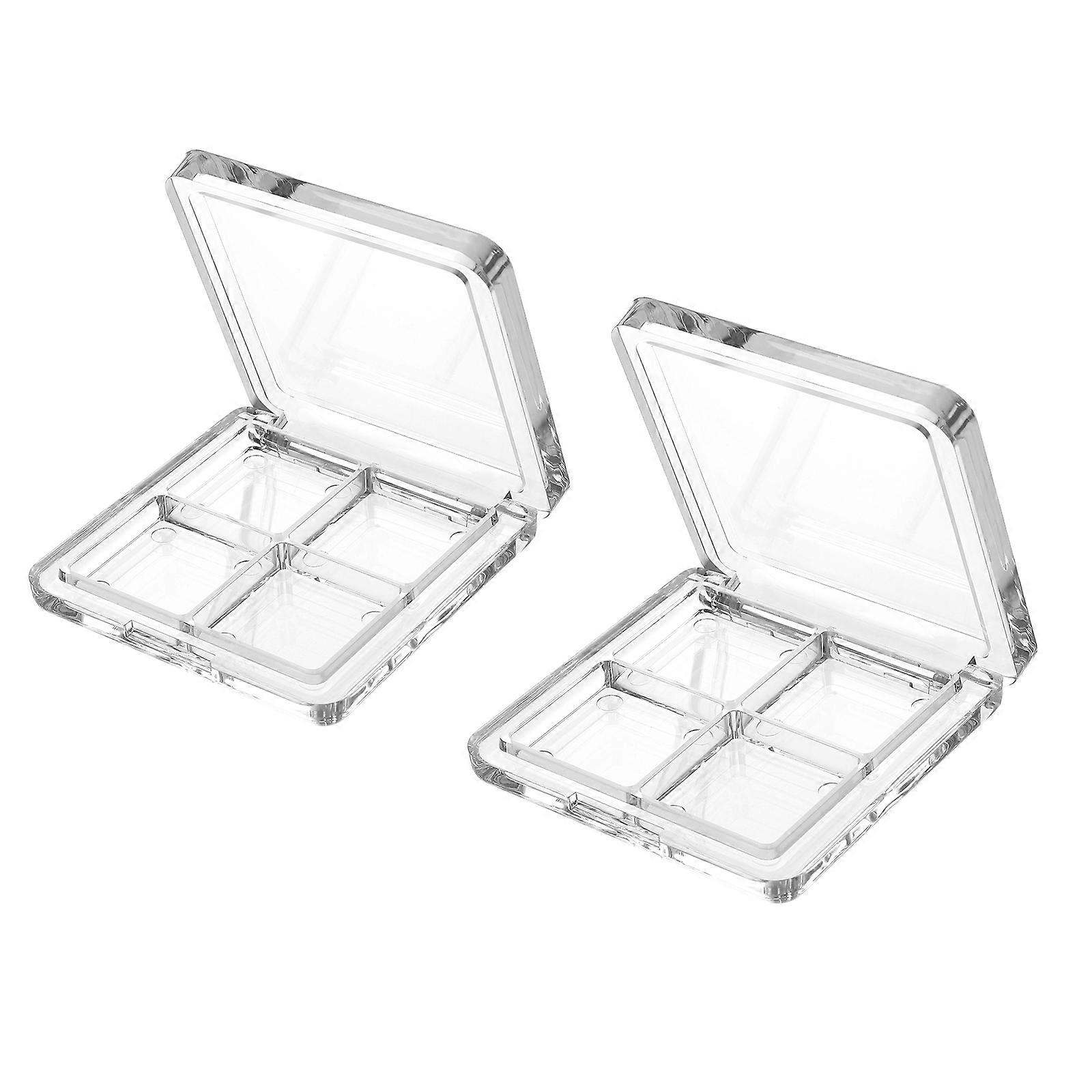Eyeshadow Case Beaupretty for Storage 2Pcs Clear Plastic 4 Grids Cosmetic Container