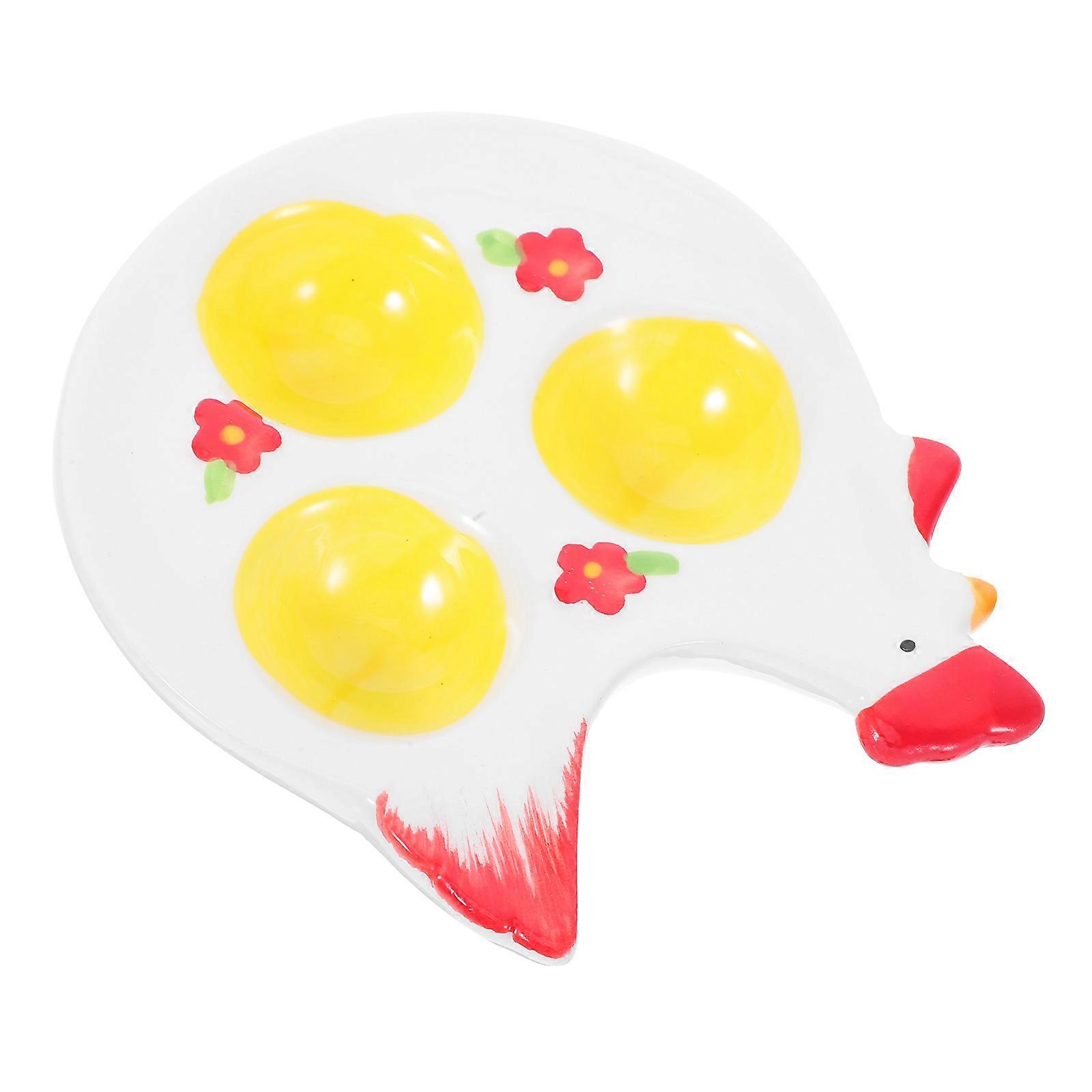 Egg Holder Decorative Porcelain Chicken Egg Holder for Kitchen Countertop