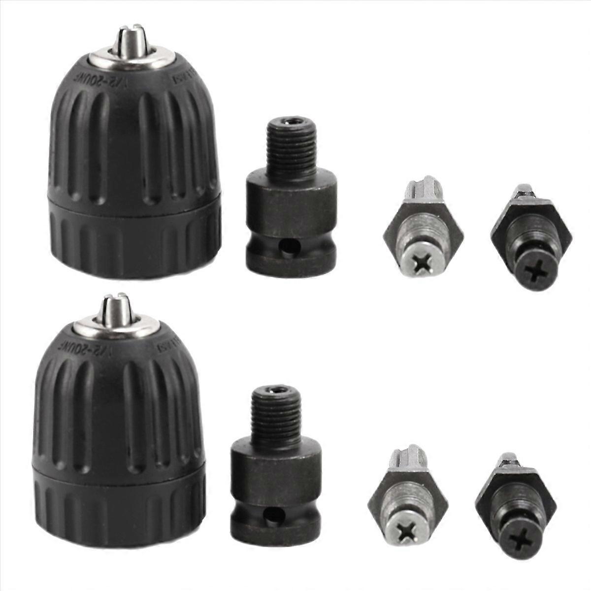 2Pcs 0.8-10mm Precise Keyless Drill Chuck Converter 3/8Inch- 24UNF Thread Quick Change Adapter with