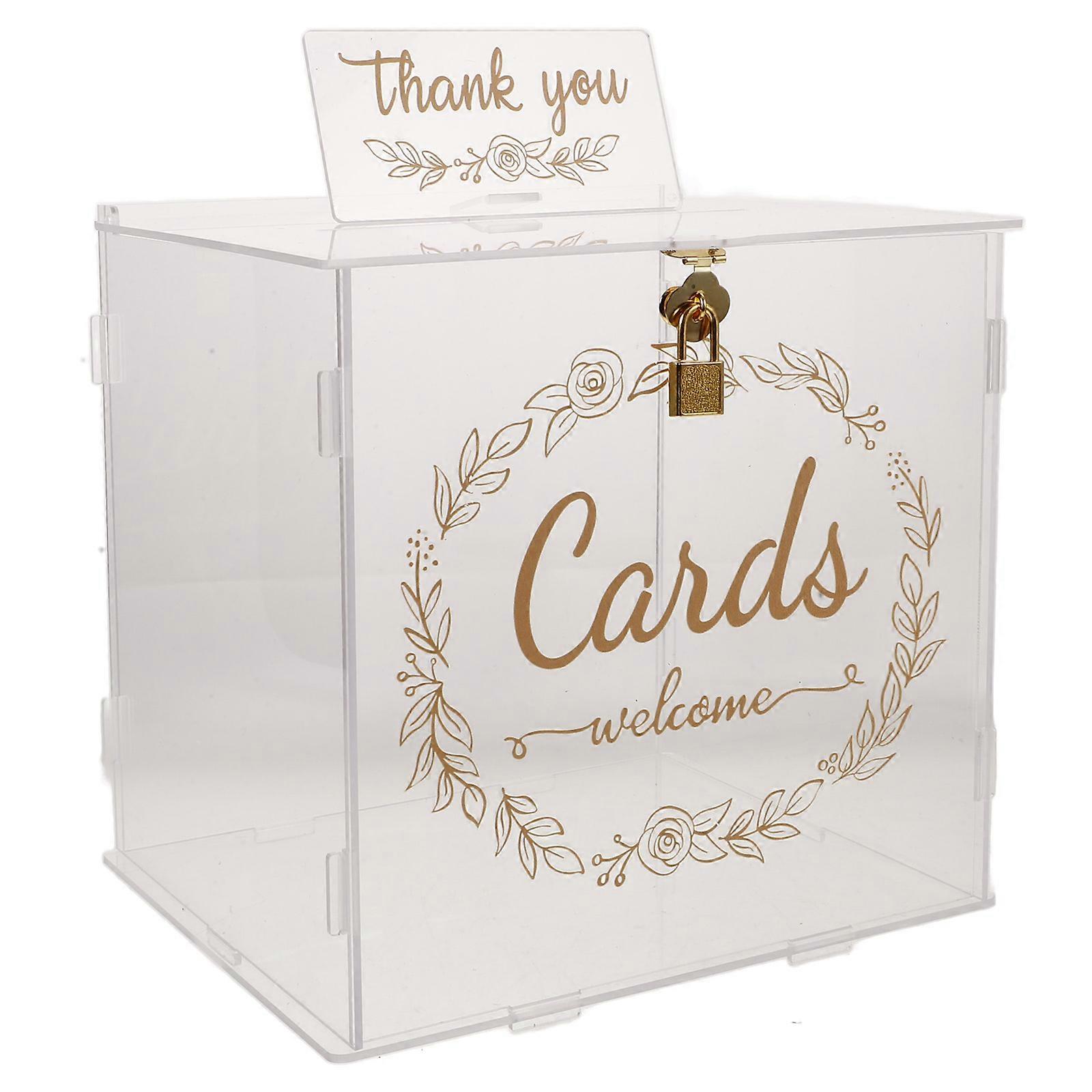 Wedding Card Box Clear Acrylic Case with Lock for Storage Use