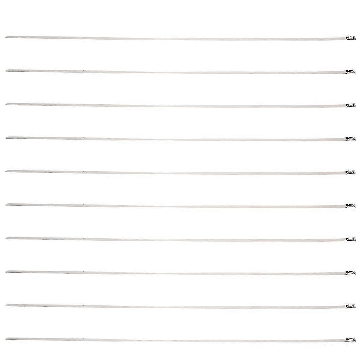 10Pcs 17.7" Stainless Steel Locking Cable Ties Silver