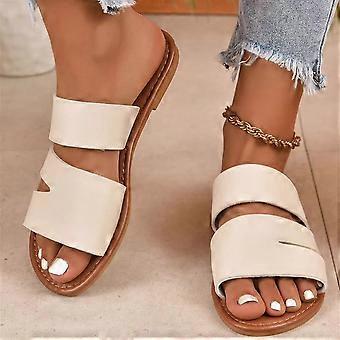Sommer-Schnäppchen! Neue flache Sommerschuhe für Damen, darunter Sandalen und lässige offene Hausschuhe in Beige, US-Größe 7